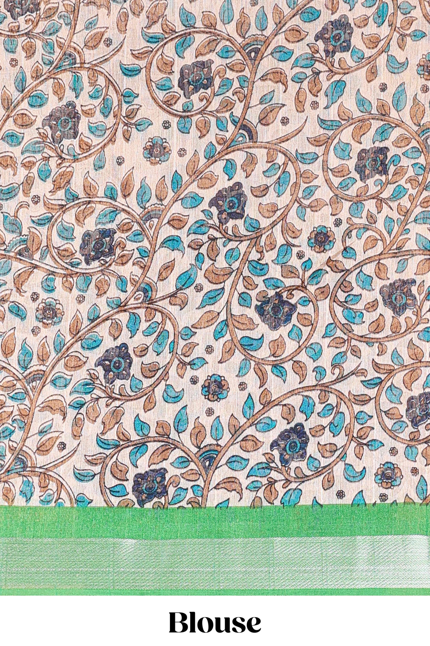 Dark blue linen cotton striped saree with contrast silver zari border and kalamkari pallu