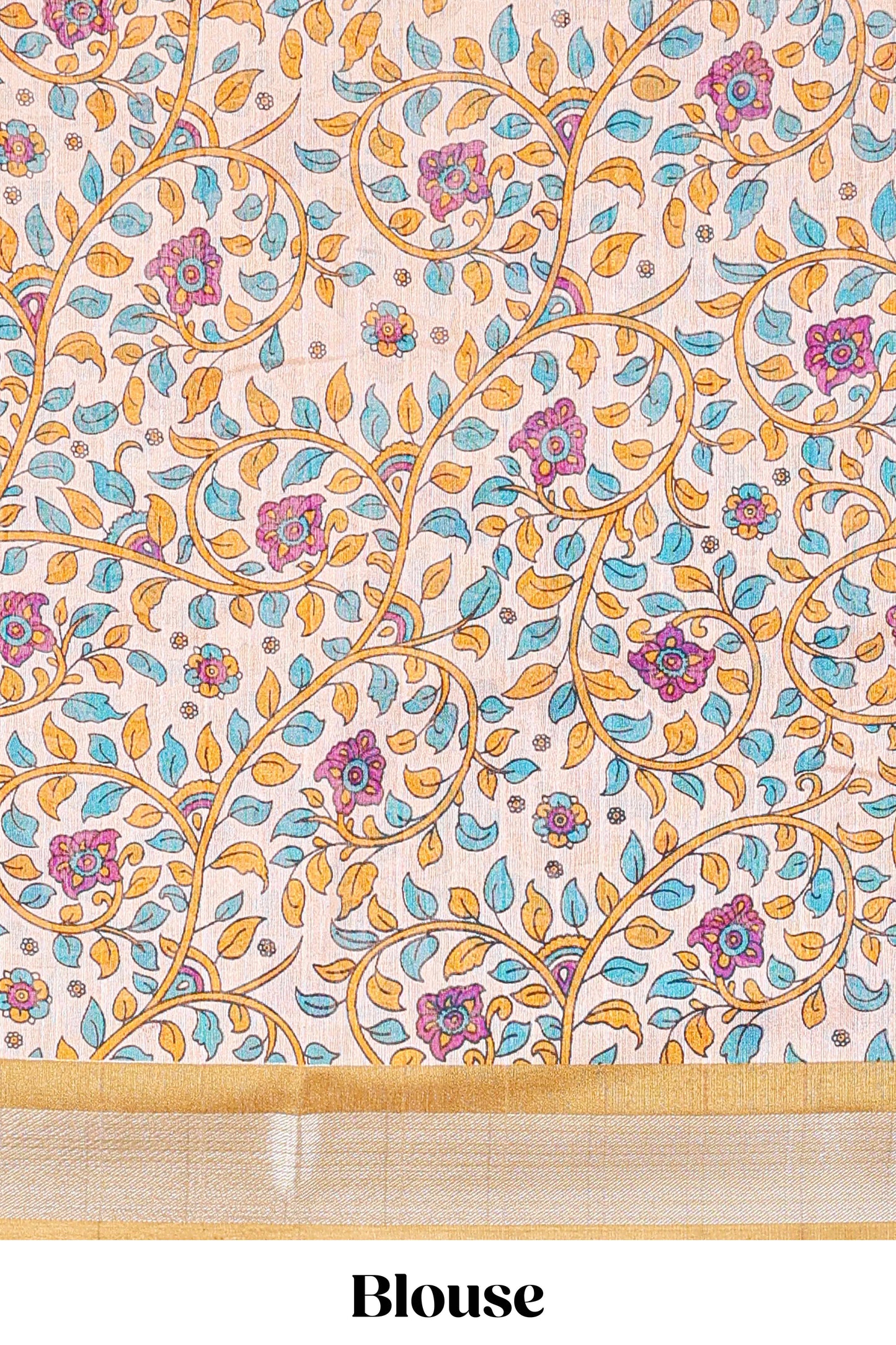 Pink linen cotton striped saree with contrast silver zari border and kalamkari pallu