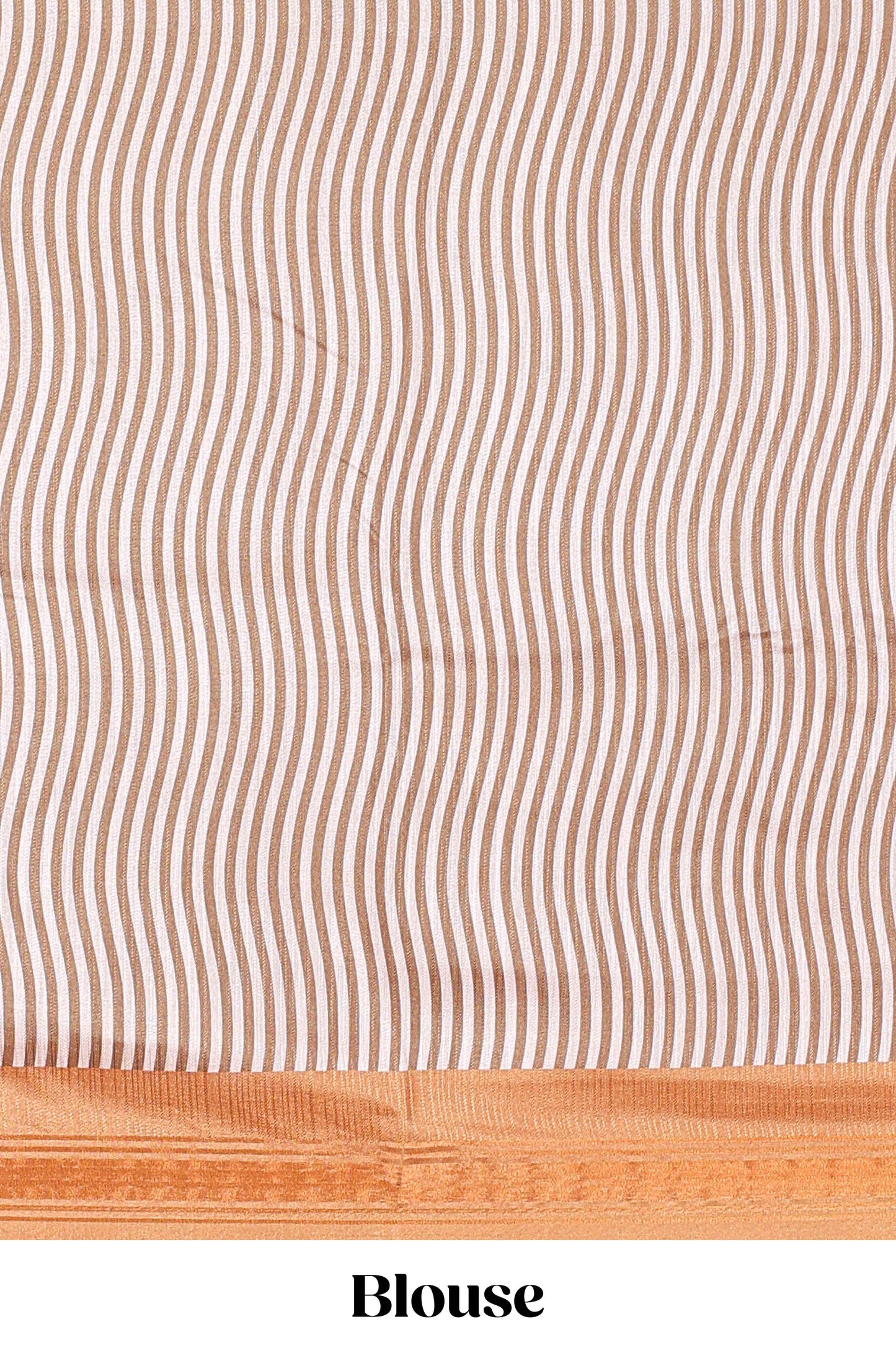 Beige tussar silk saree with chevron ikkat design and geometrical zari border and pallu