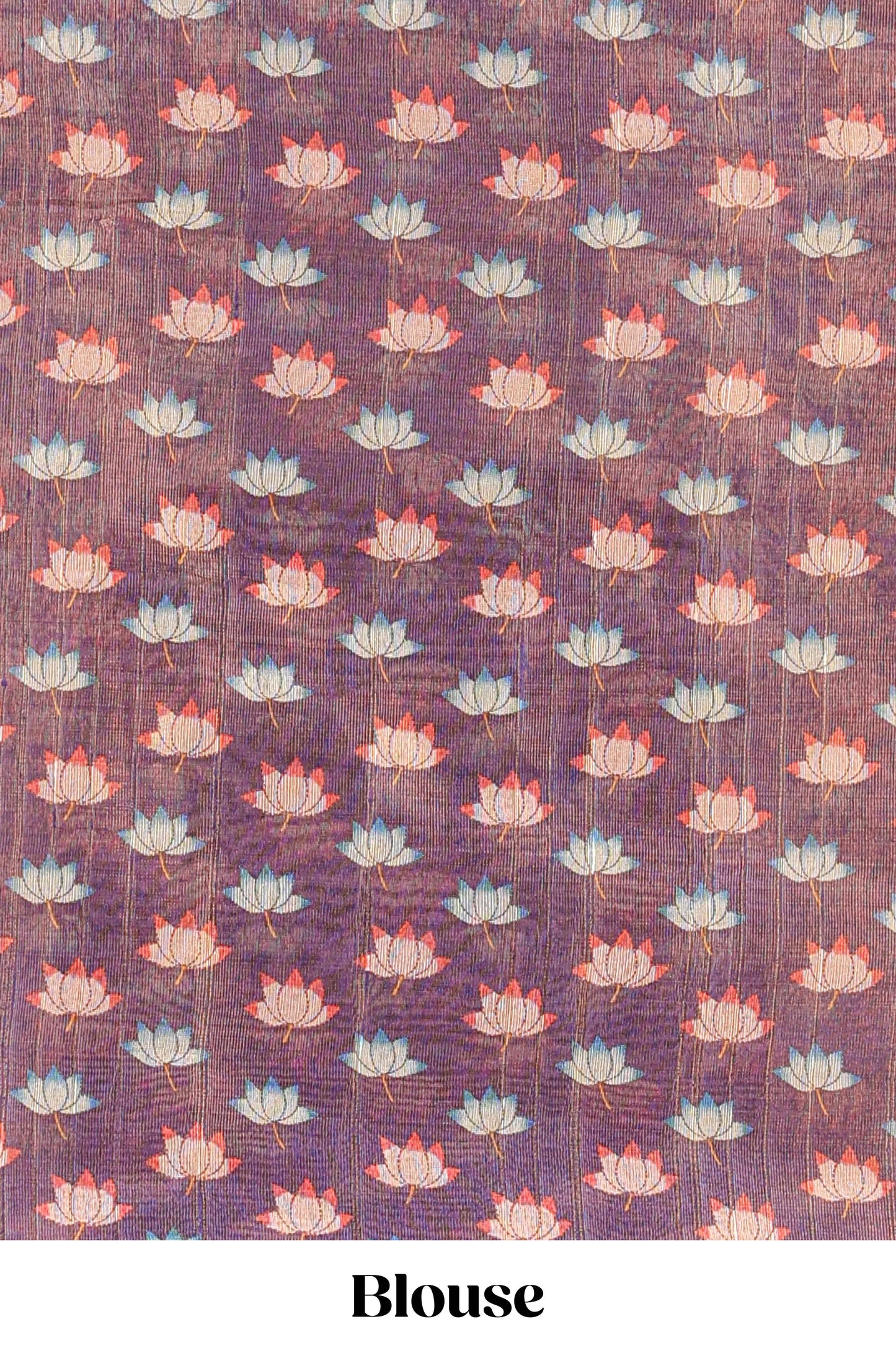 Green tissue tussar saree with lotus jaal pallu and scattered lotus motif blouse