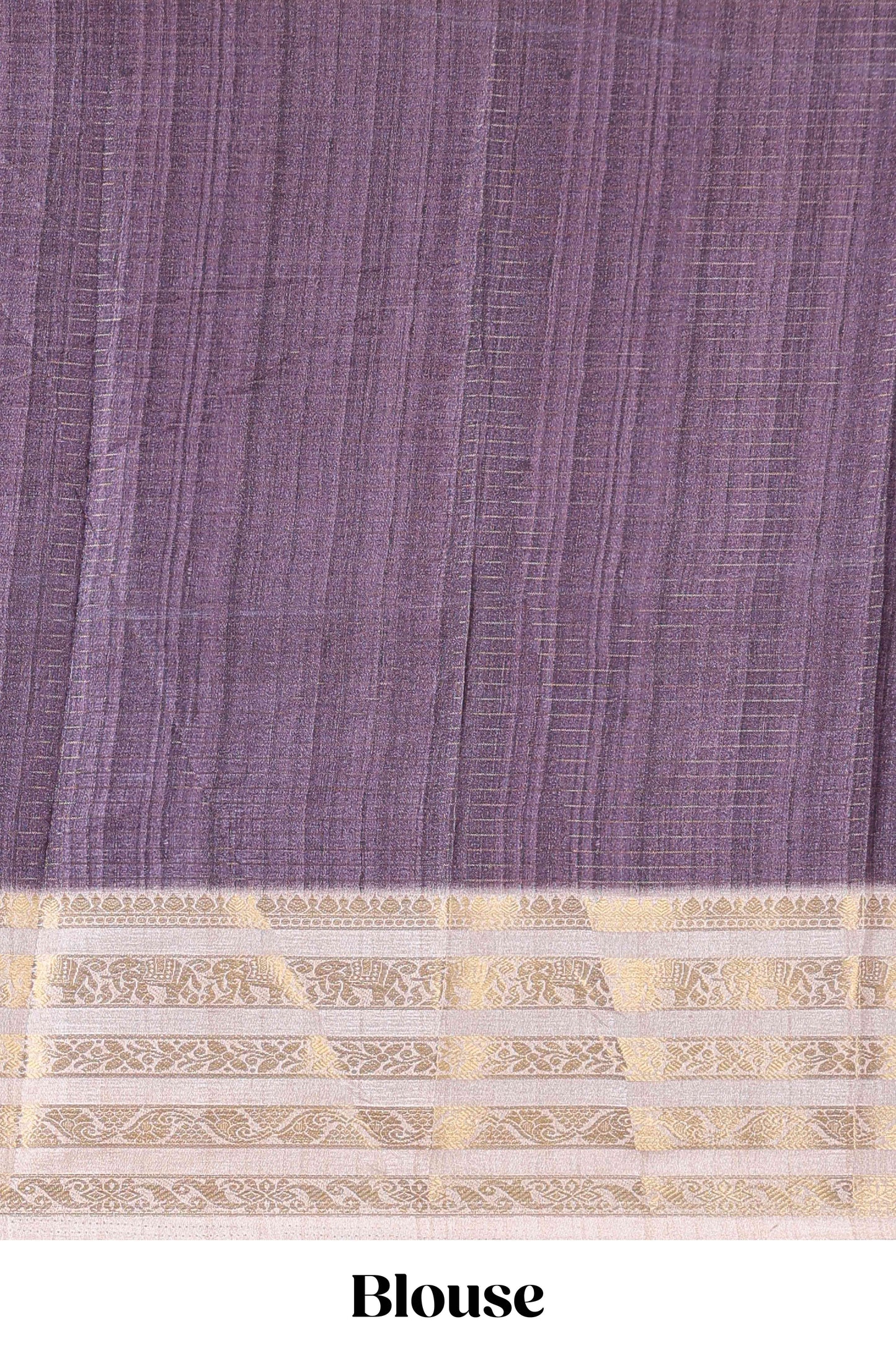Lavender dola silk saree featuring geometric block print and contrast zari border