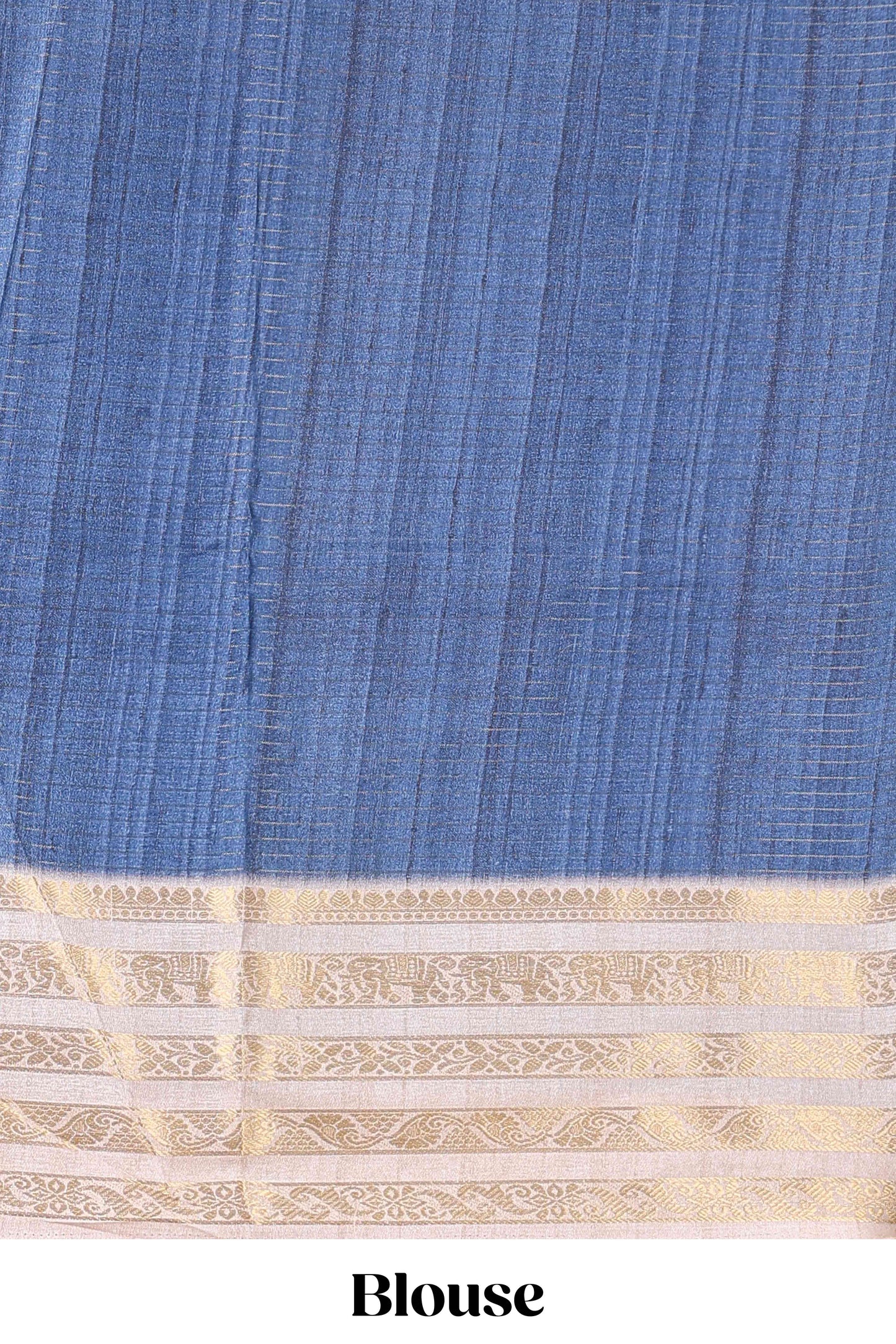 Blue dola silk saree featuring dot striped design and contrast zari border