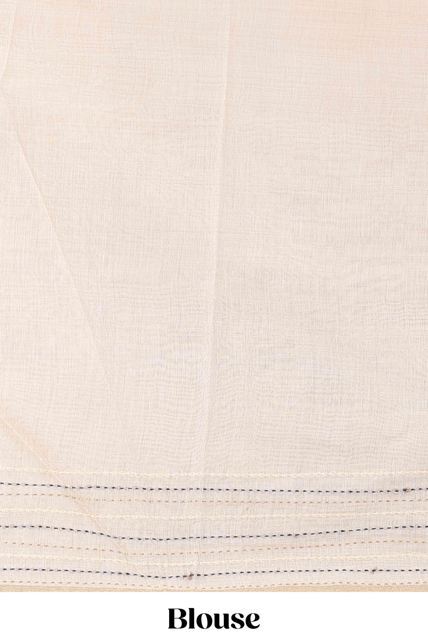 Cream chanderi cotton saree with warli art embroidered body and vertical stitched pallu