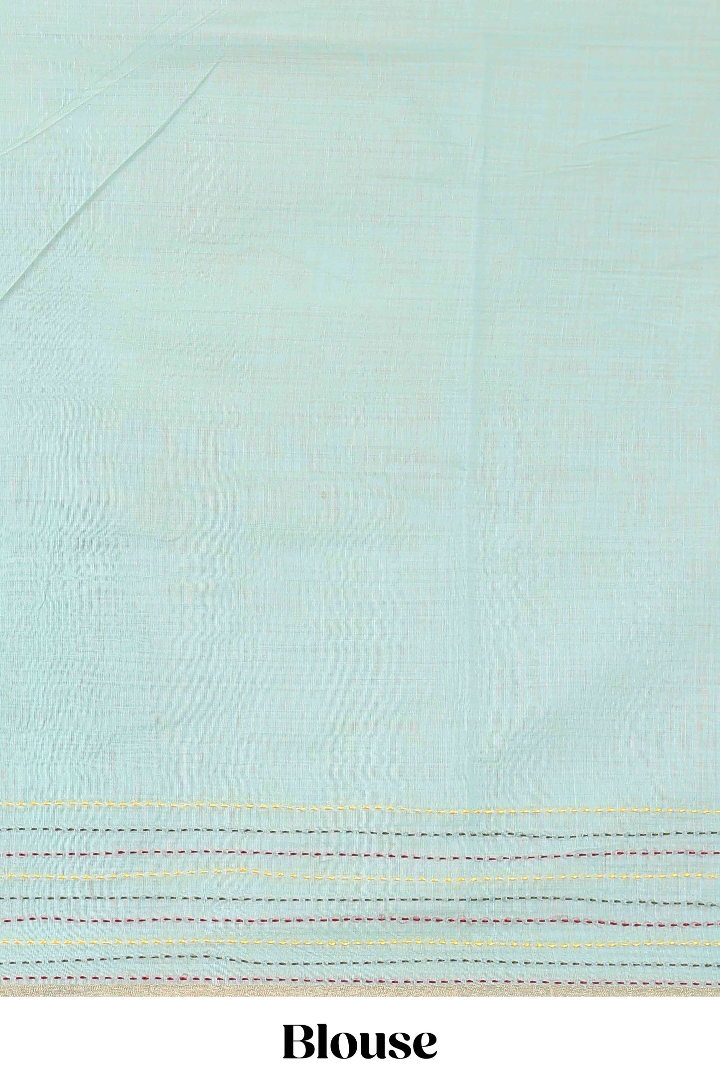 Blue chanderi cotton saree with all over warli style tribal couple embroidery and hand stitched line work