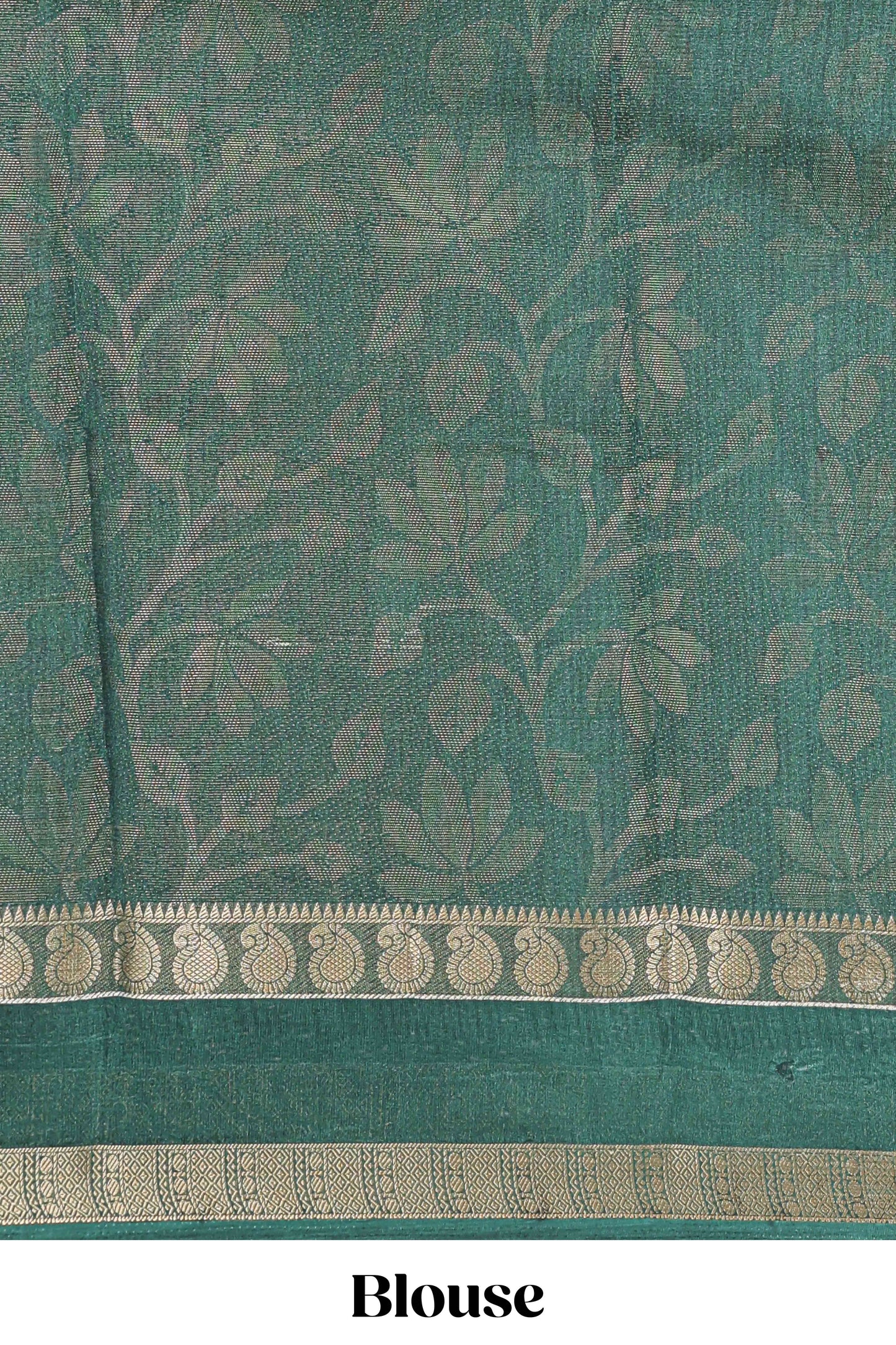 Green dola silk floral motifs saree with kalamkari inspired pallu and peacock zari border