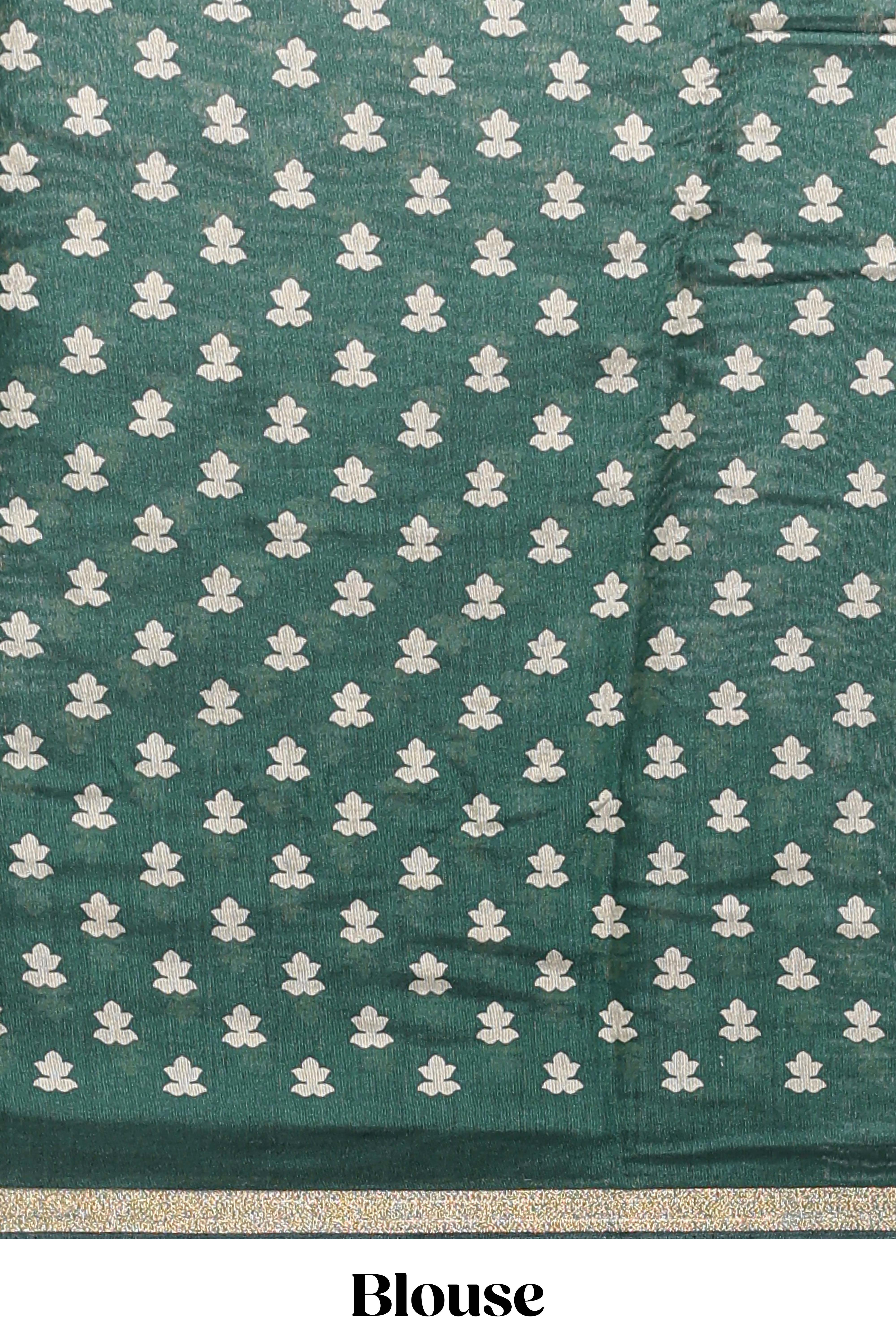 Onion pink floral vine print chanderi cotton saree with contrast border and blouse