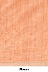 Orange kalamkari style art tussar saree with self zari border and blouse