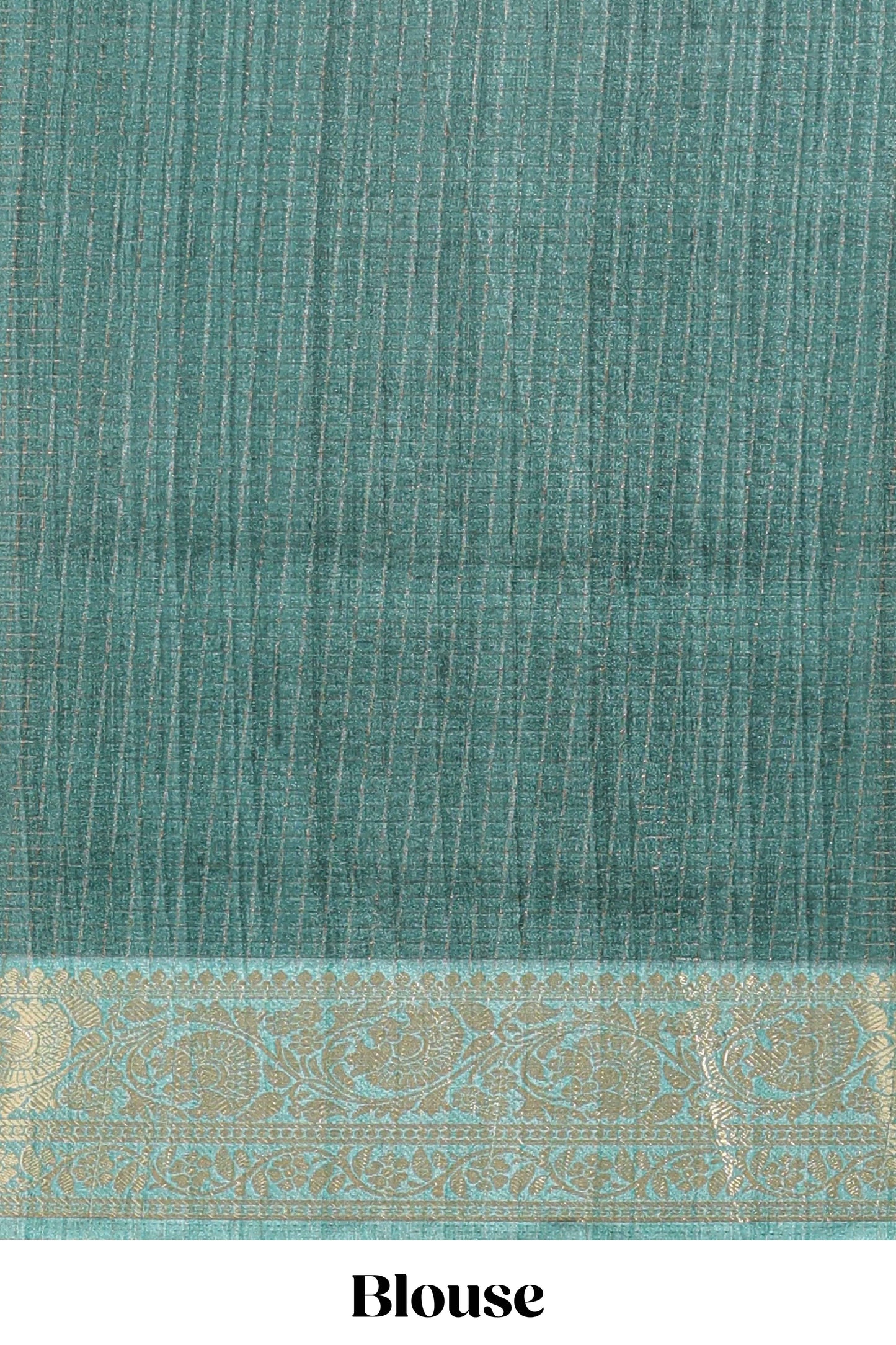 Green ditsy floral print art tussar saree with contrast zari border and matching blouse