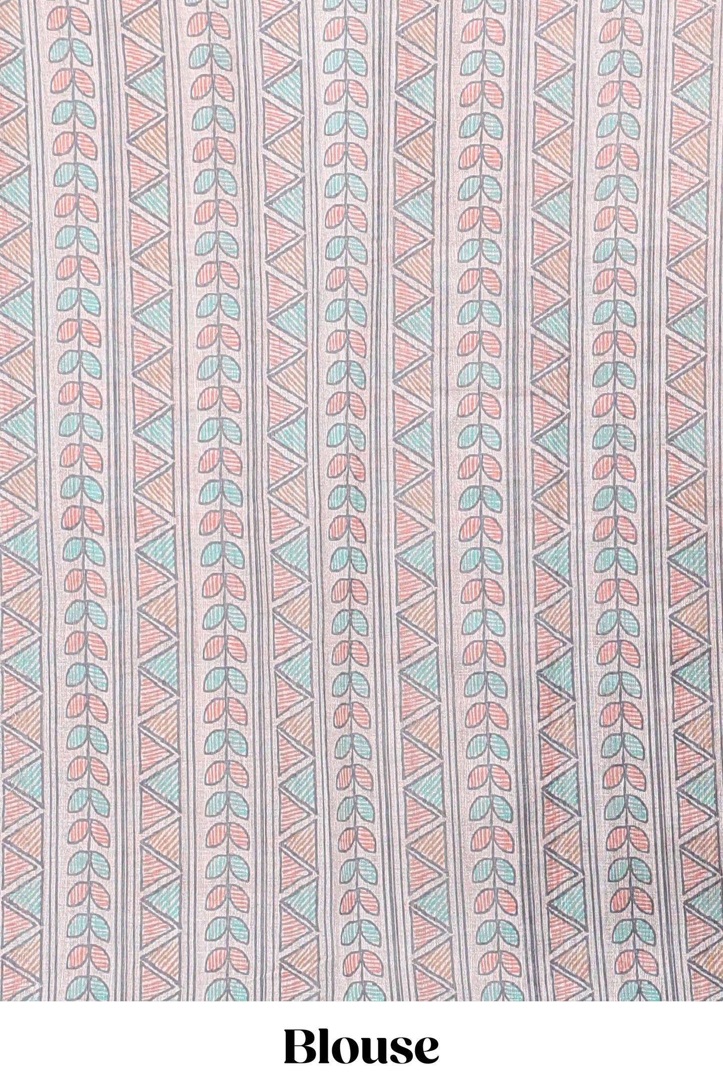 Sandal geometric pattern bandhani style linen cotton saree with self zari border and contrast printed pallu & blouse