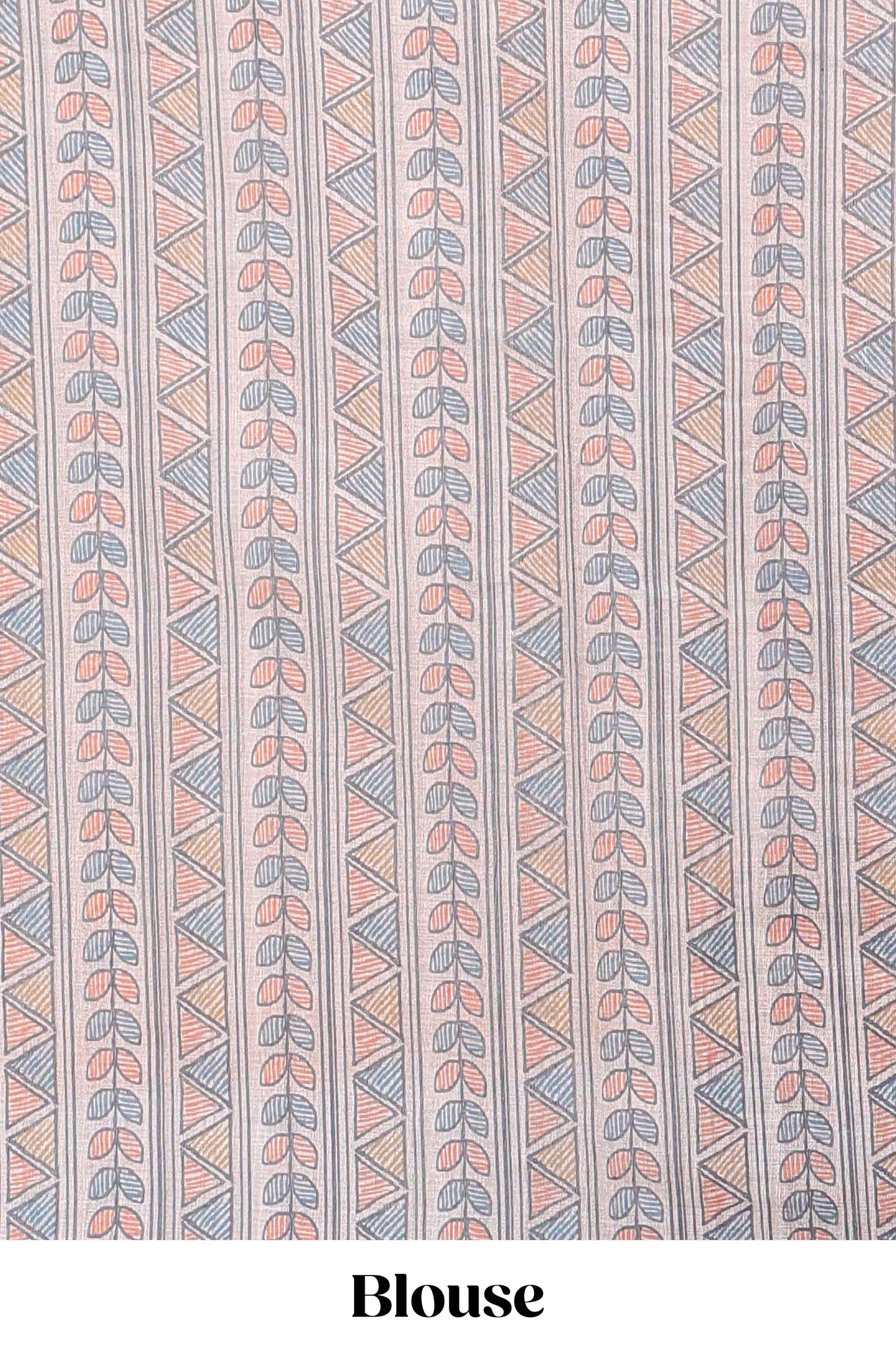 Orange geometric pattern bandhani style linen cotton saree with self zari border and contrast printed pallu & blouse