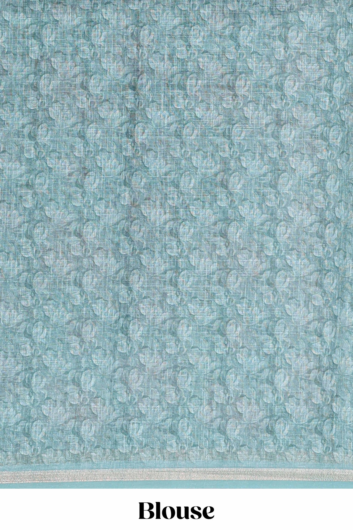 Green linen cotton saree with floral design and Ikkat motif pallu