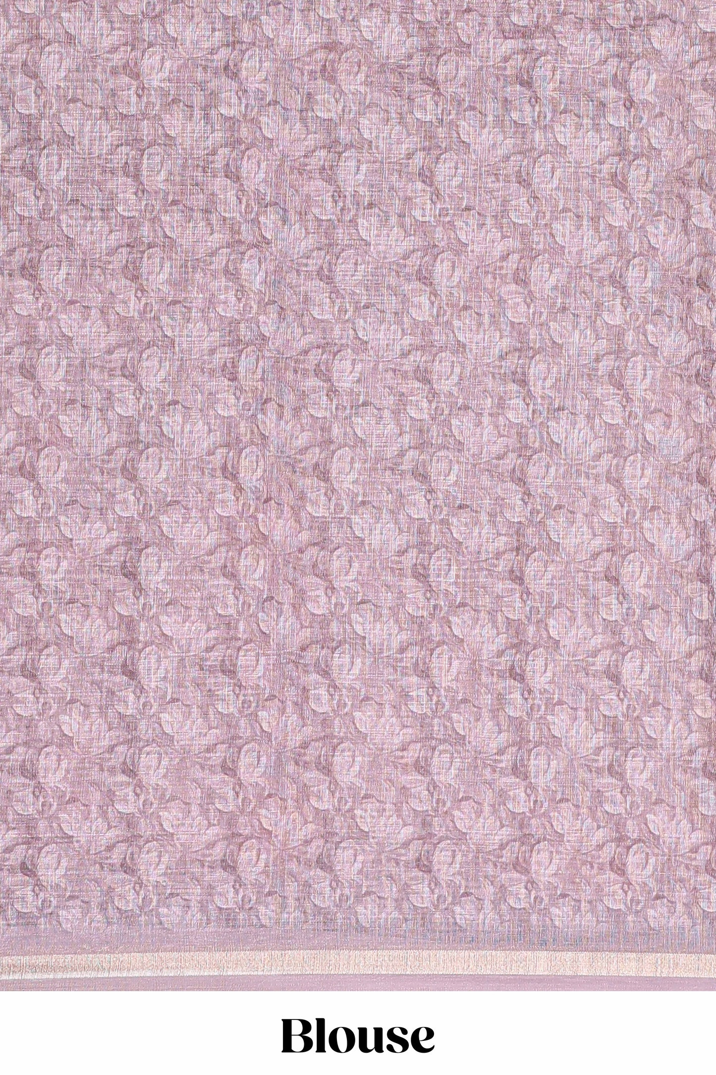 Pastel rose lilac linen cotton saree with floral design and Ikkat motif pallu