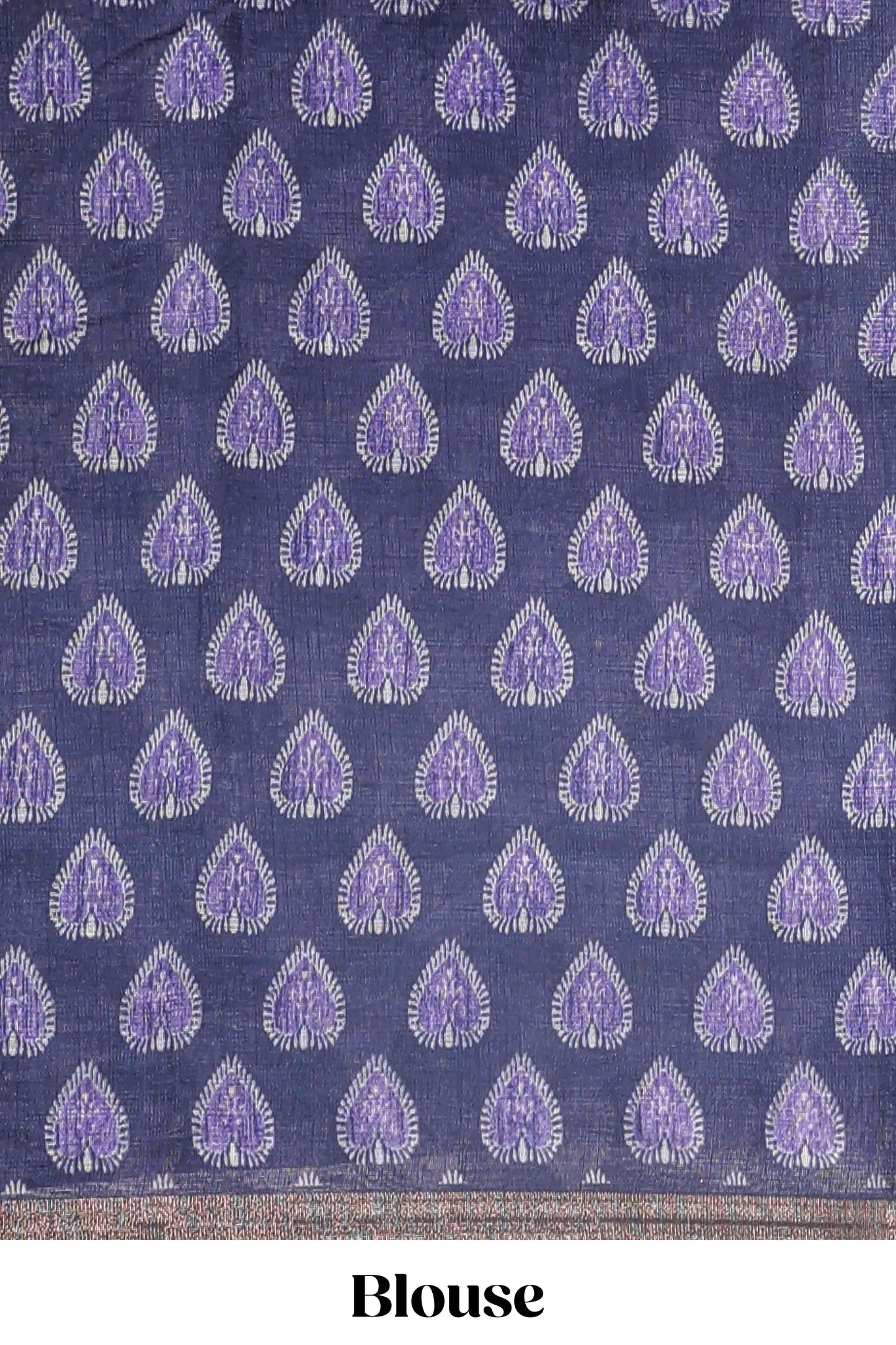 Lavender lotus and crane birds motis linen cotton saree with ikkat style self zari border and pallu