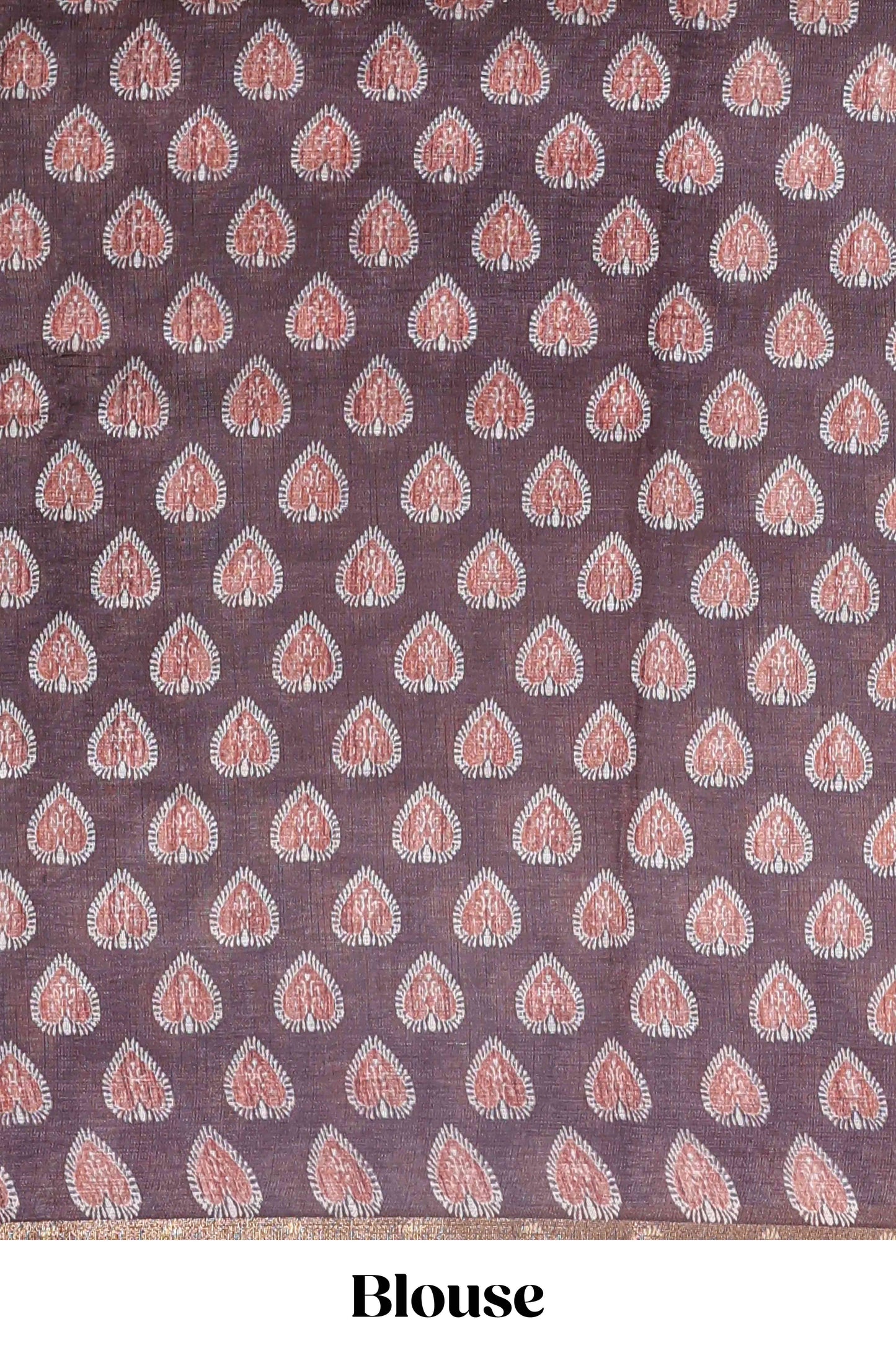 Brown lotus and crane birds motis linen cotton saree with ikkat style self zari border and pallu