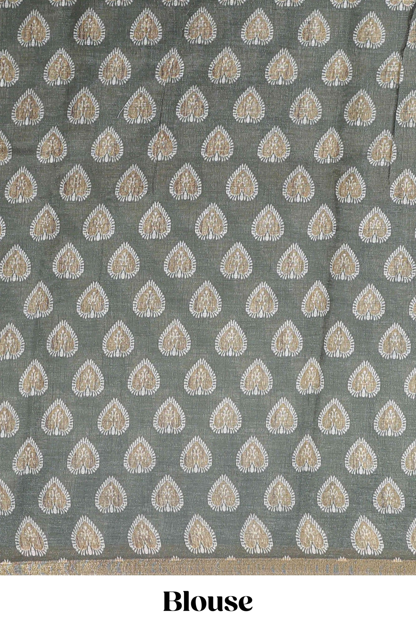 Green lotus and crane birds motis linen cotton saree with ikkat style self zari border and pallu