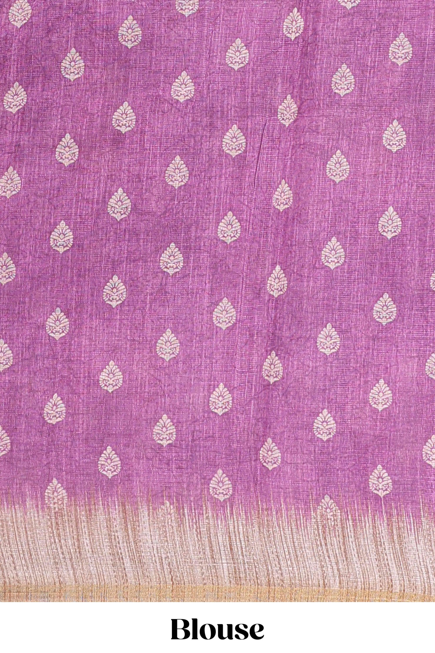 Purple paisley motifs linen cotton saree with self zari border and matching blouse