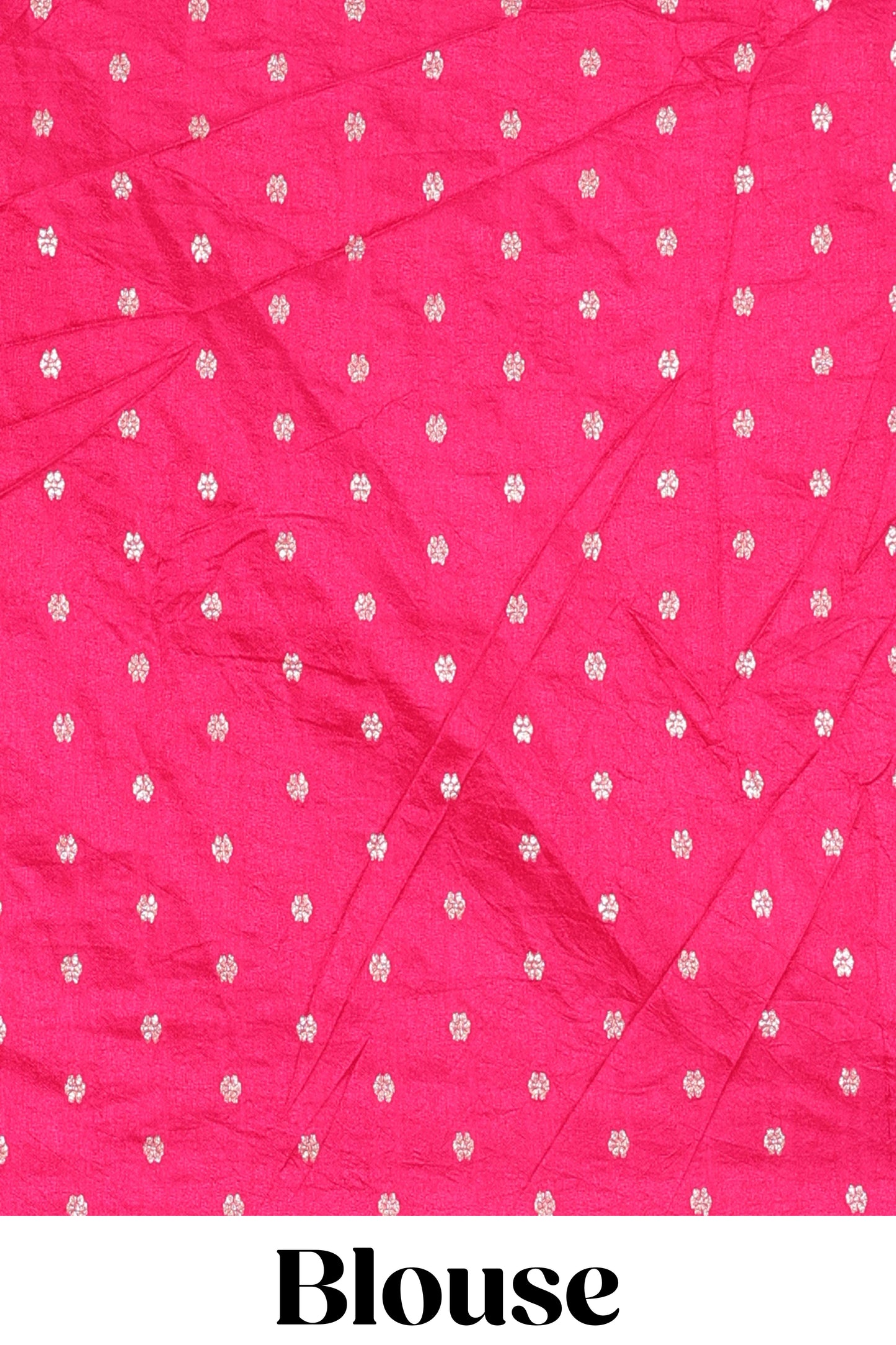 Blue viscose dola silk saree with all-over zari butta, elephant motif pallu & contrast blouse