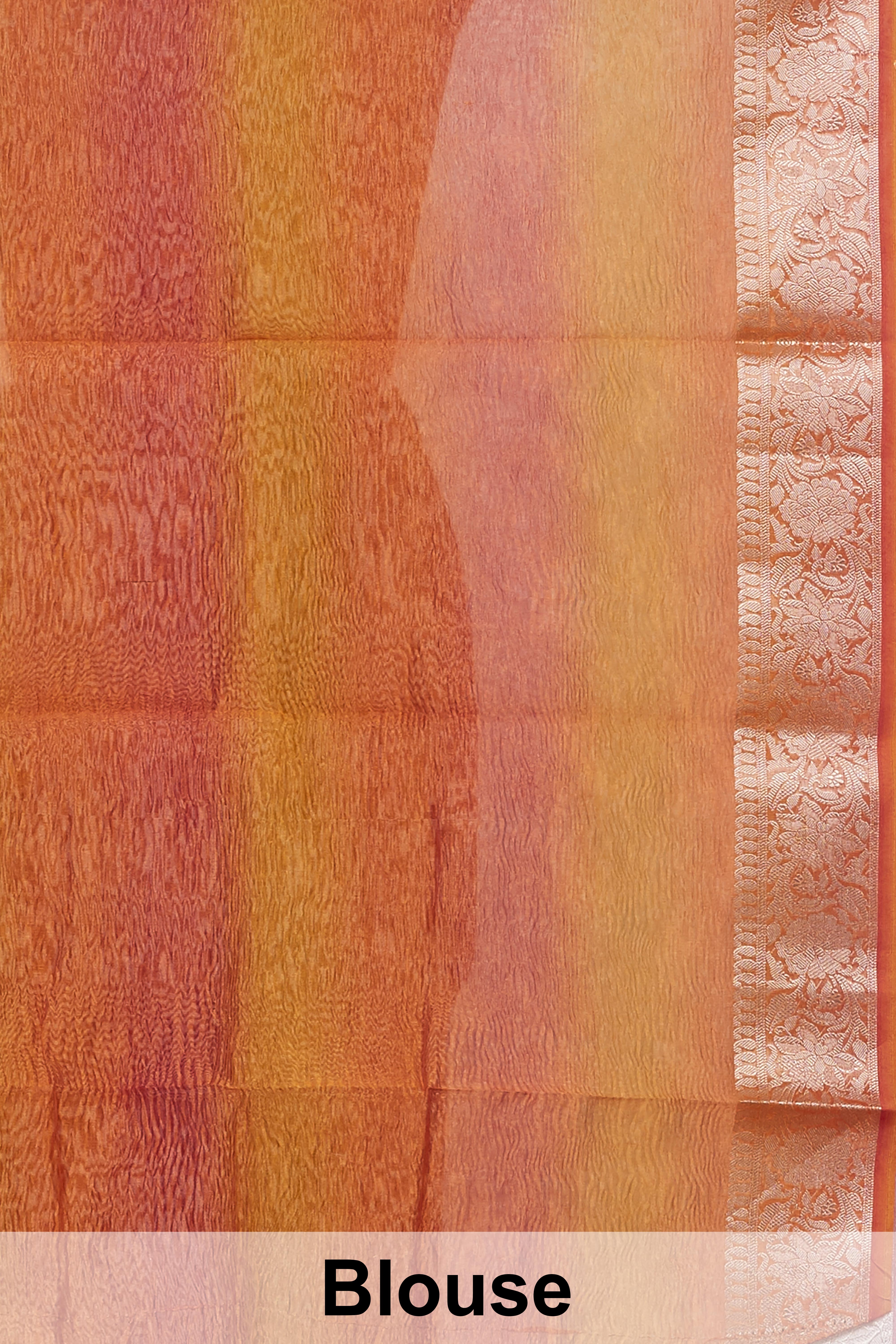 Tissue Crush Multi Colour Saree With Zari Border
