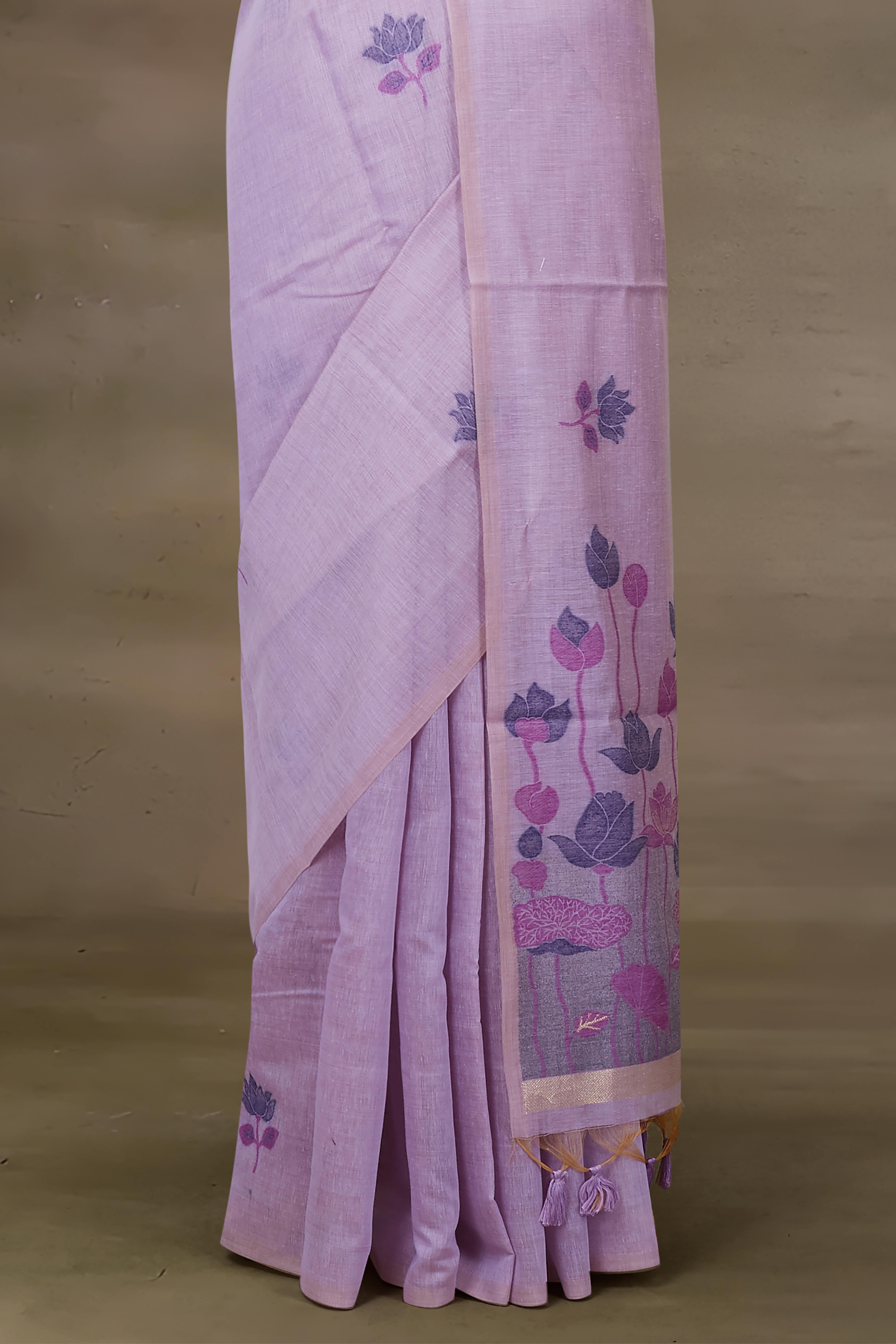Lavender South Cotton Flower Design With Border less