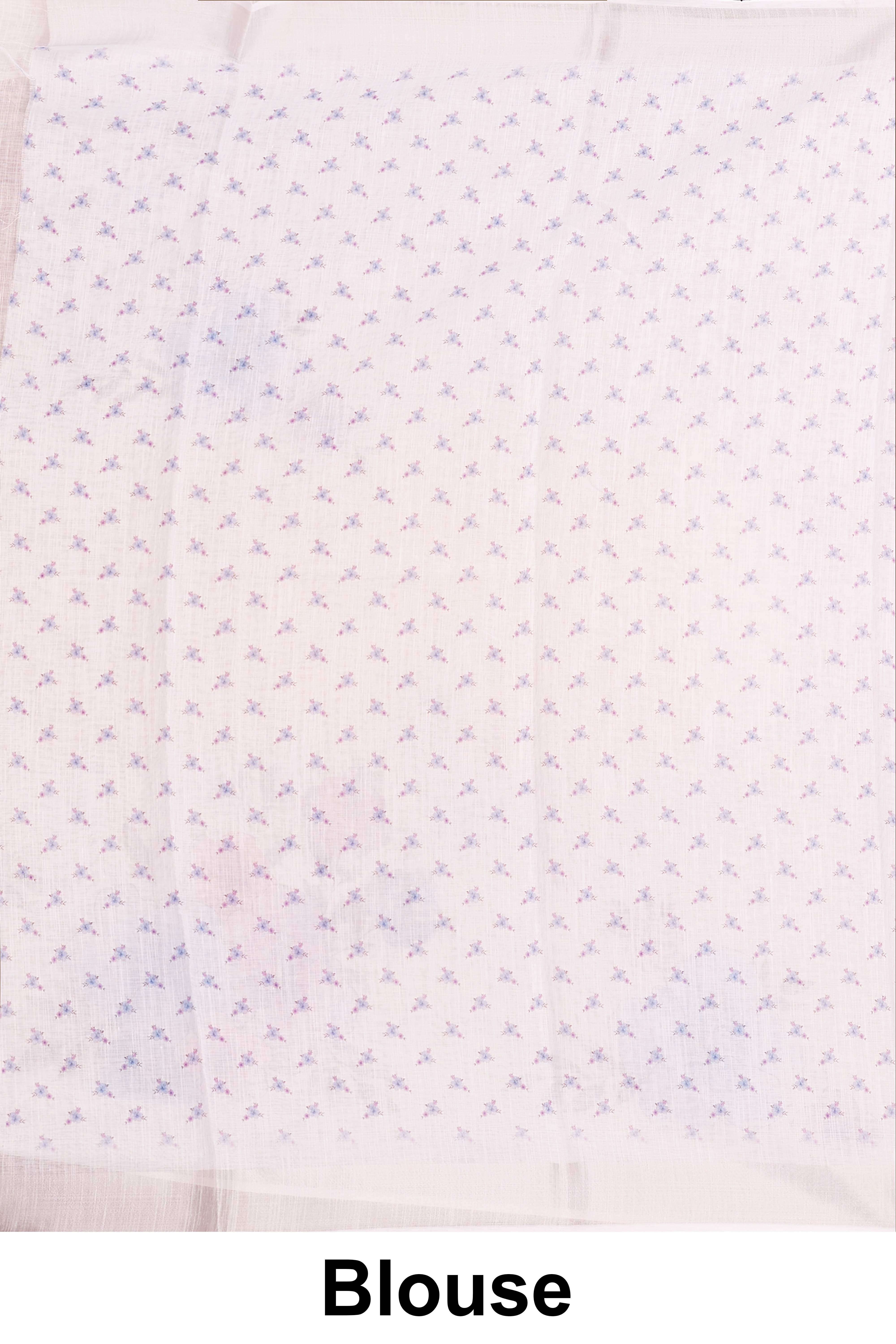 Linen Digital print With Silver Border