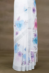 Linen Digital print With Silver Border