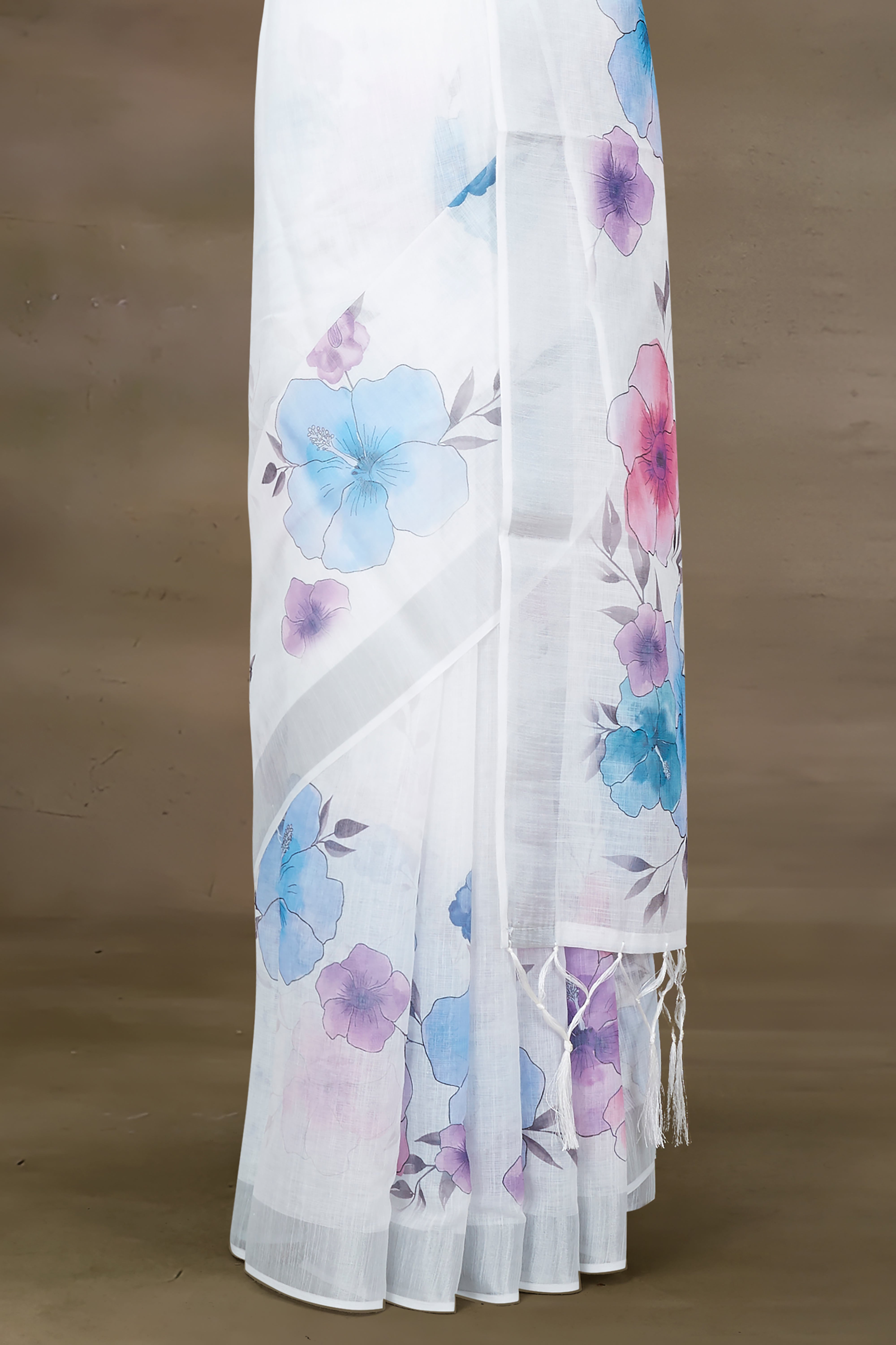 Linen Digital print With Silver Border