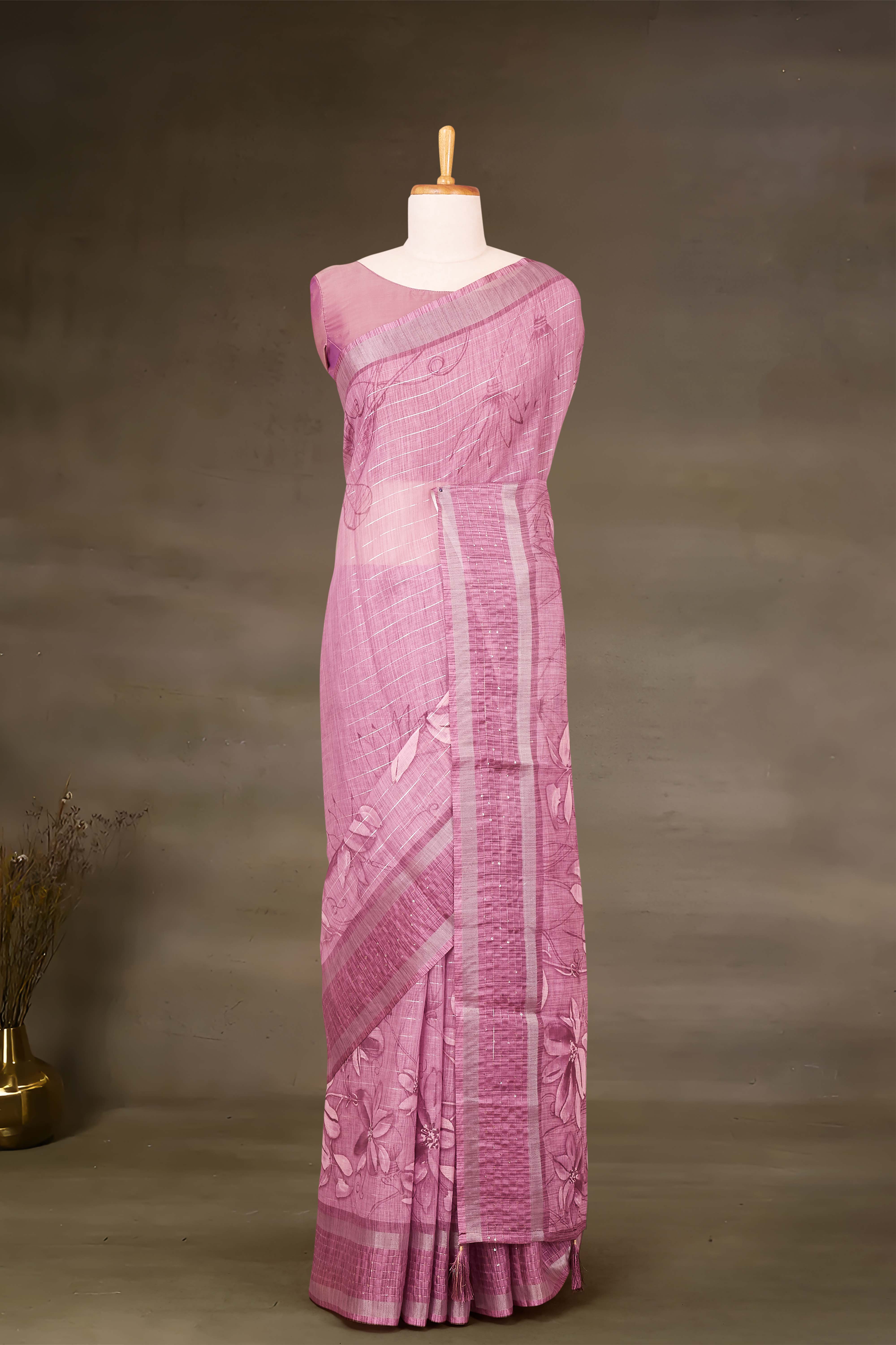 Lavender Printed Sarees