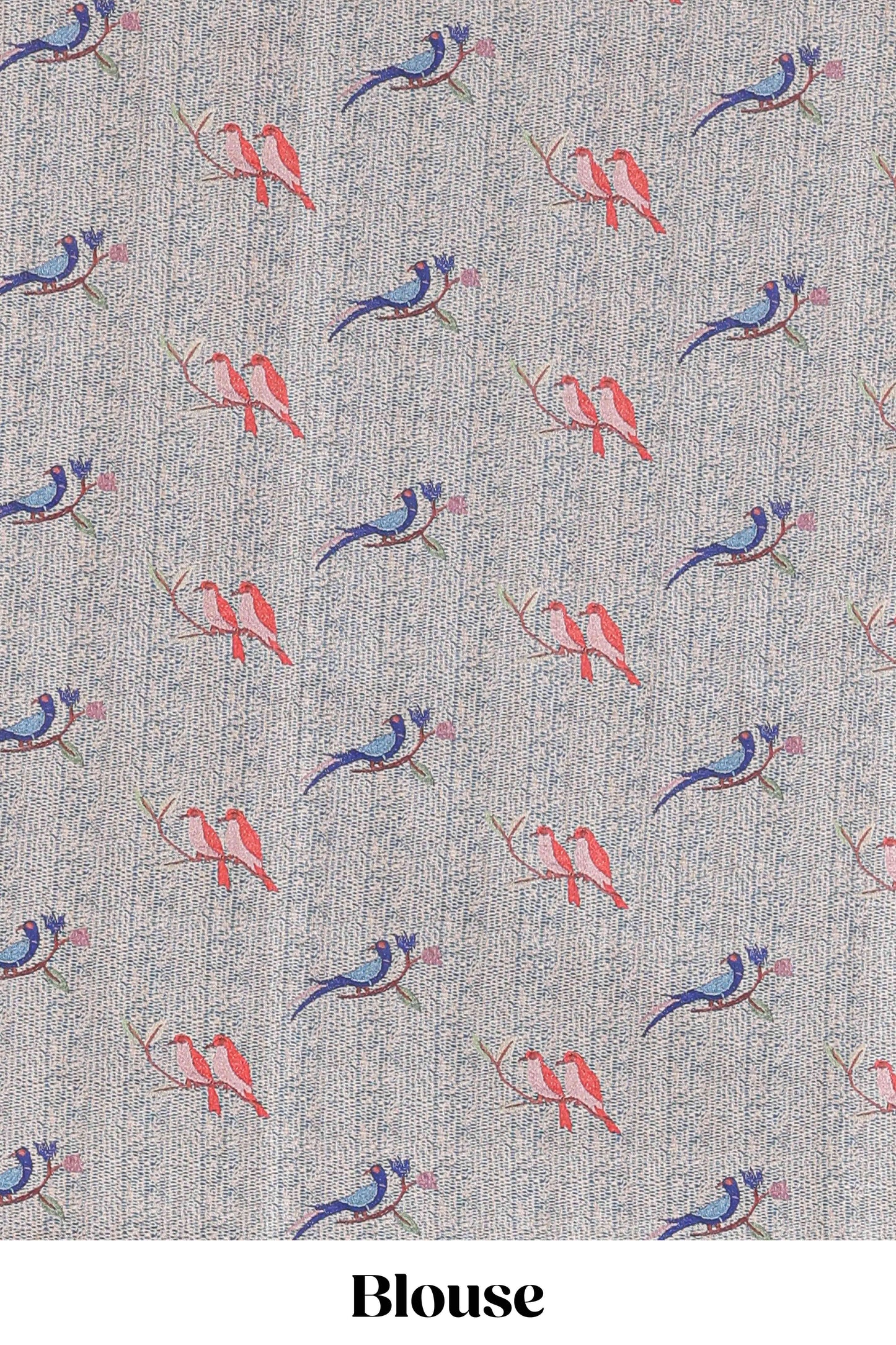 Blue art tussar silk saree with traditional dot print and paithani-style floral and animal motifs