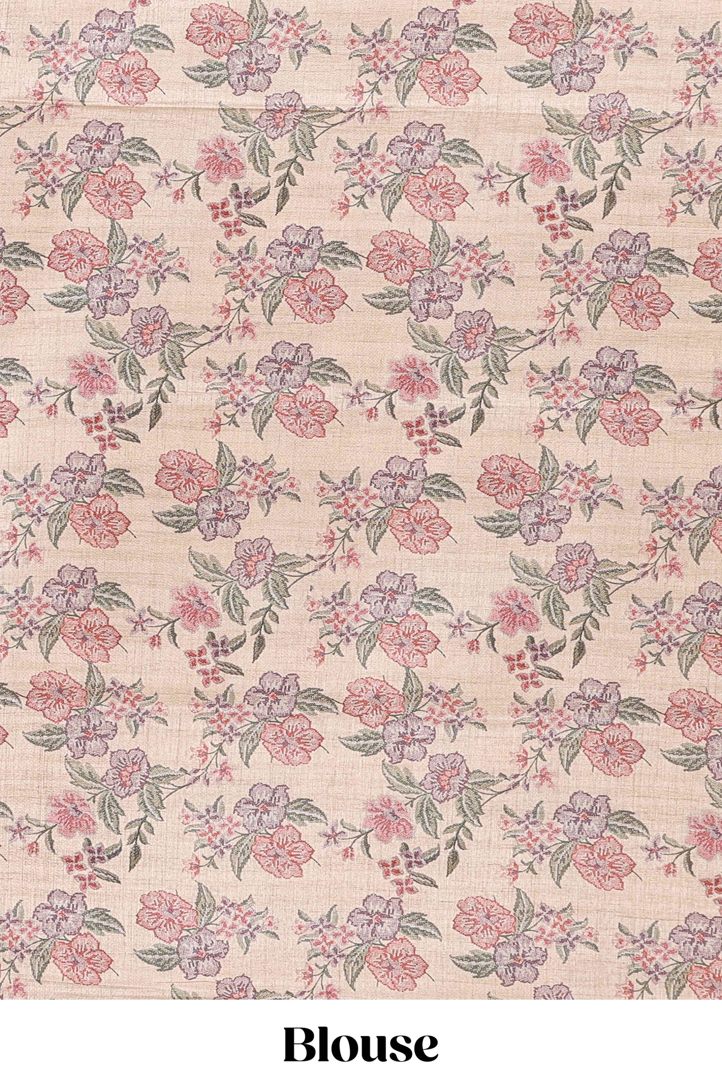 Blue art tussar silk saree with rich floral zari butta weave and cream floral border and pallu