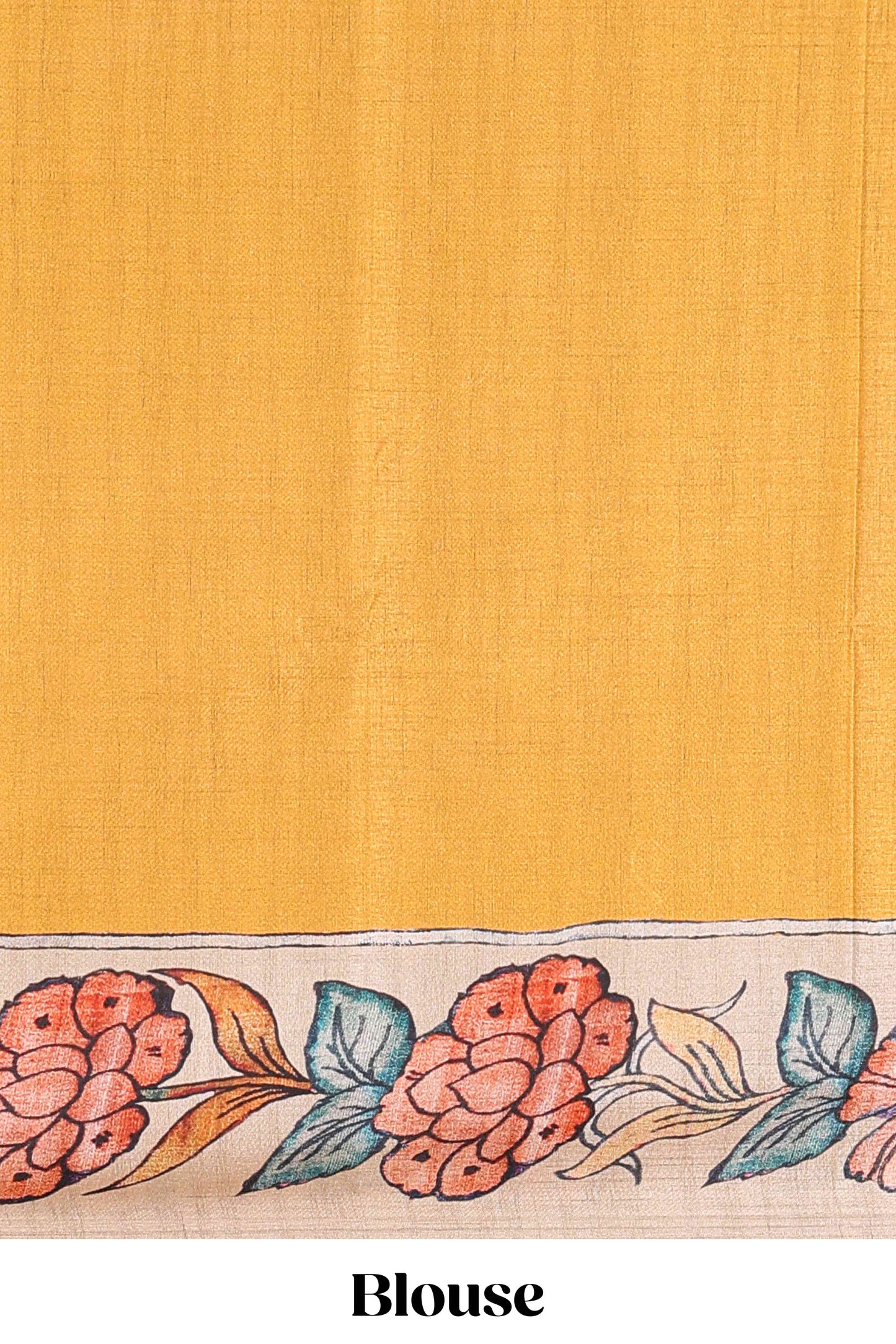 Black art tussar silk saree with leaf and floral printed body, cream border, and floral & animal print pallu