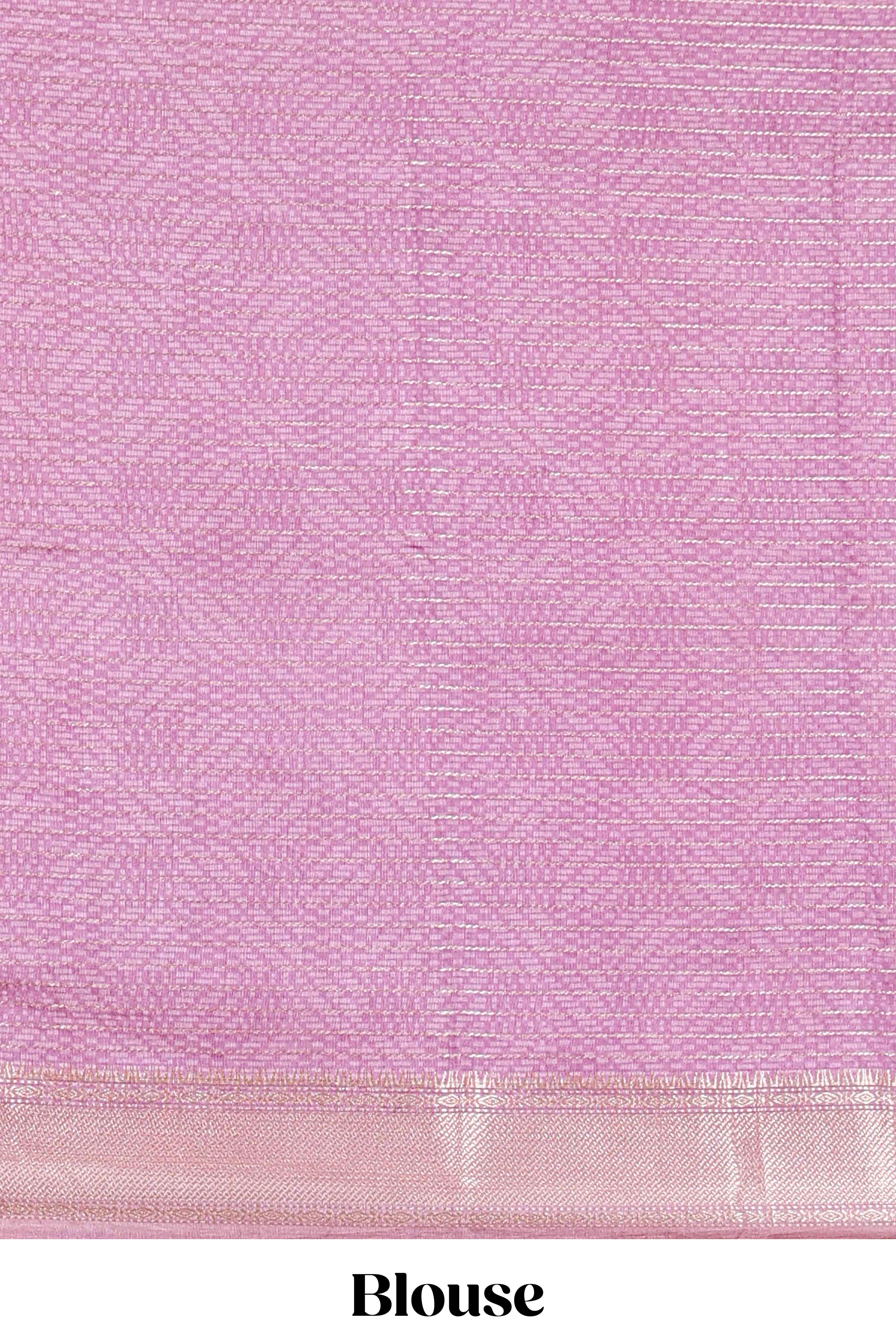 Turquoise blue assam silk saree with geometric print body, contrast zari border, and zari stripe pallu