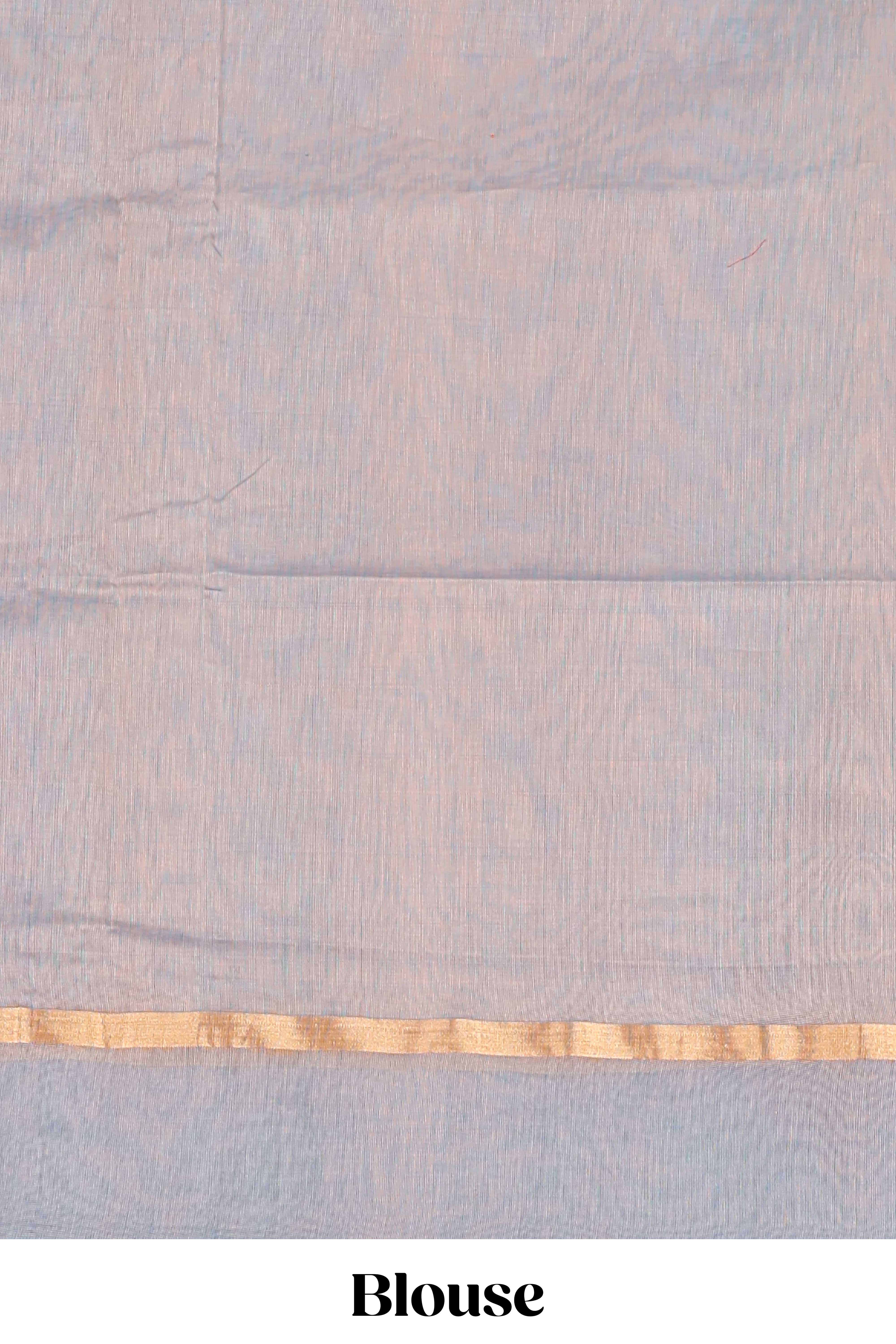 Multi color plain ikkat cotton saree with self border and zari striped pallu