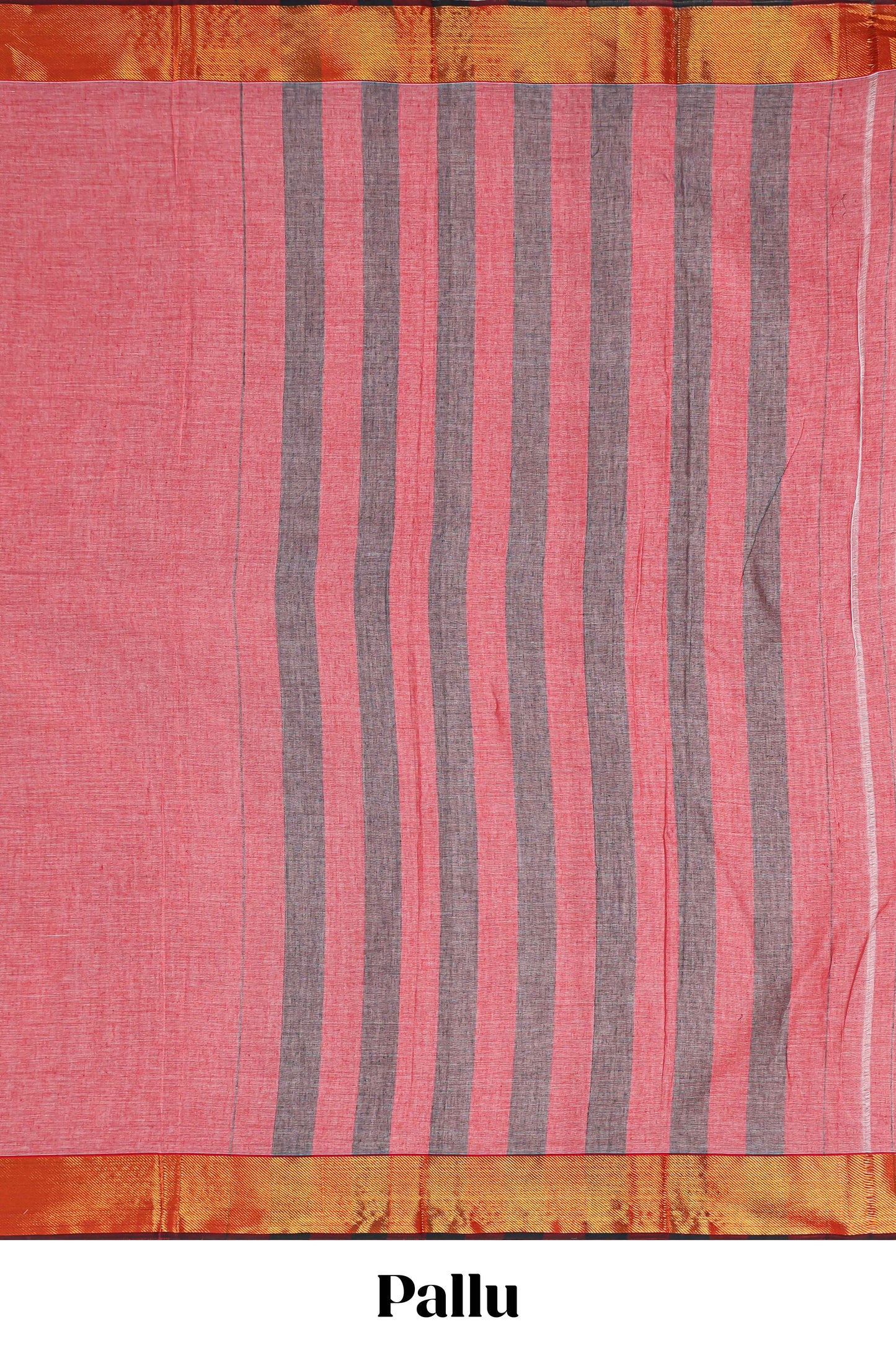 Pink plain narayanapet cotton saree with contrast zari border and stripe pallu