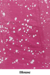 Plum purple motifs mul mul cotton saree with contrast striped border and blouse