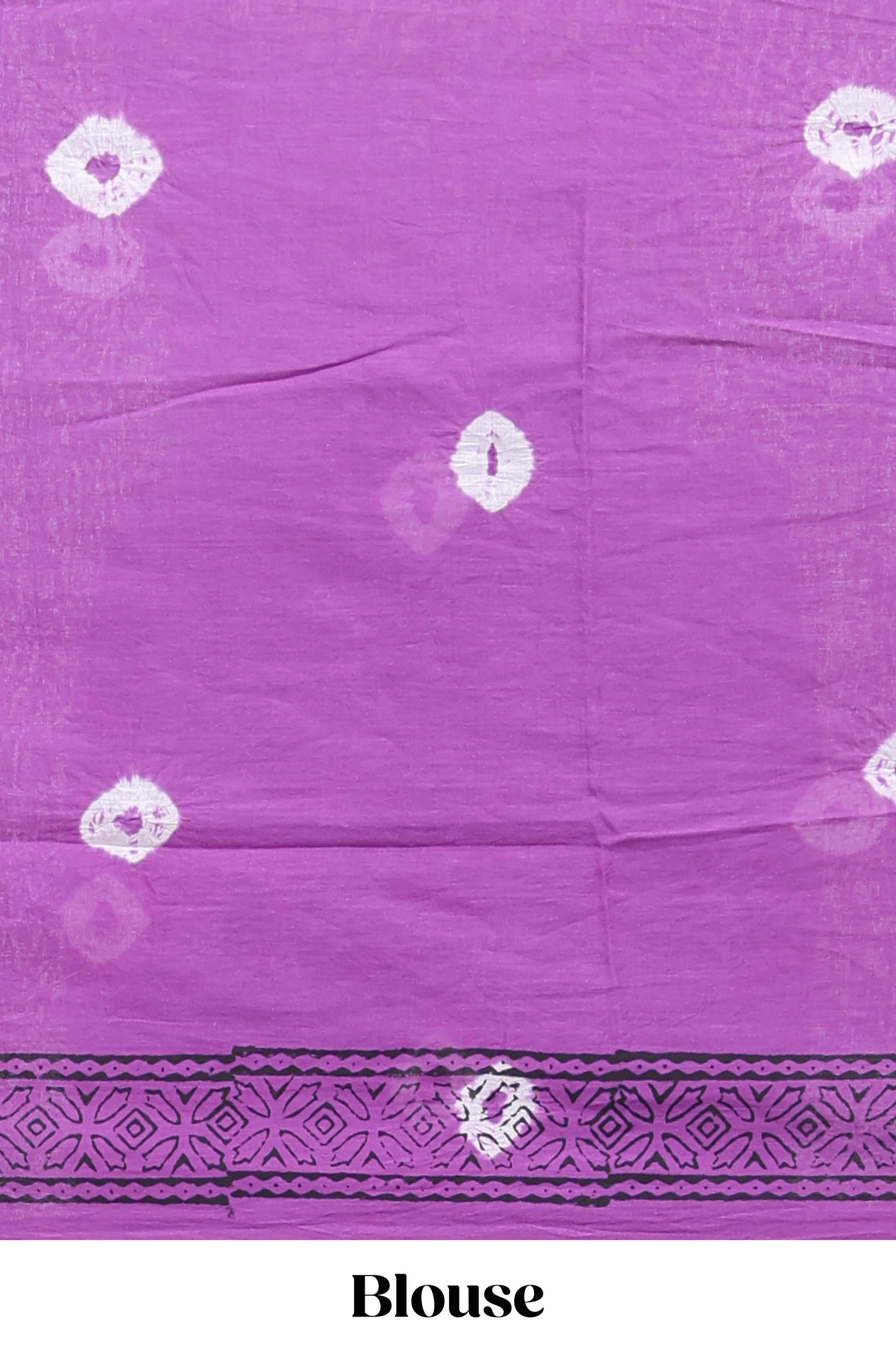 Lavender shibori printed mul mul cotton saree with self border and blouse