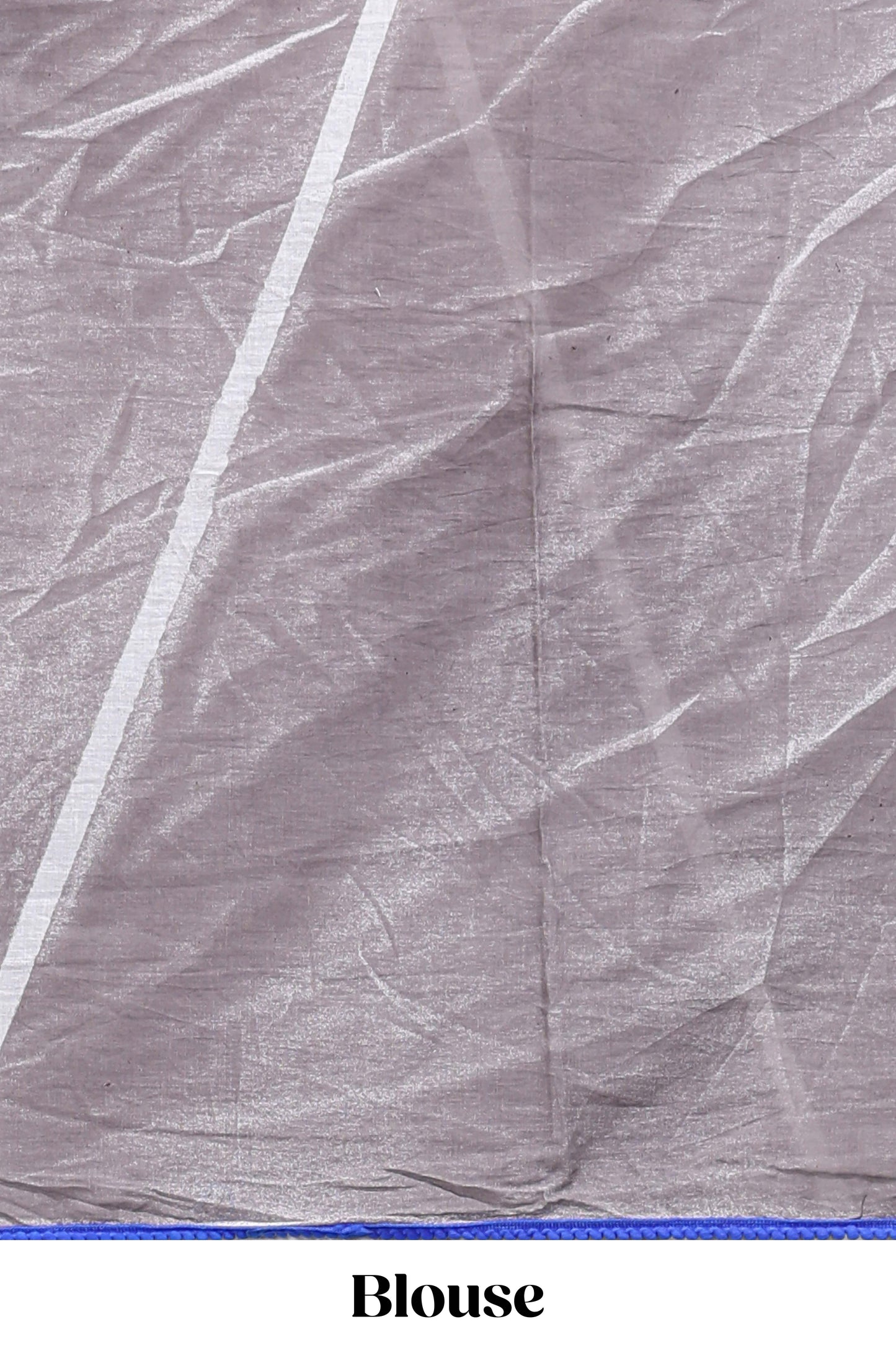 Grey geometric design mul mul cotton saree with scallop border and matching blouse