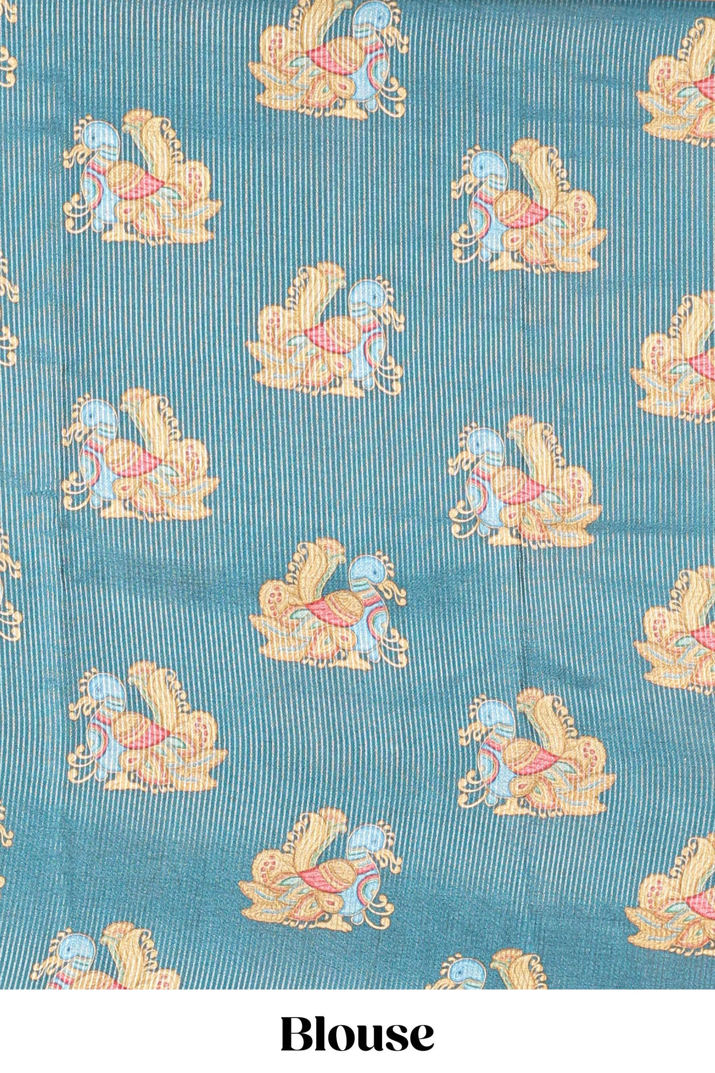 Green plain art tussar silk saree with contrast annam bird and lotus theme border and printed pallu