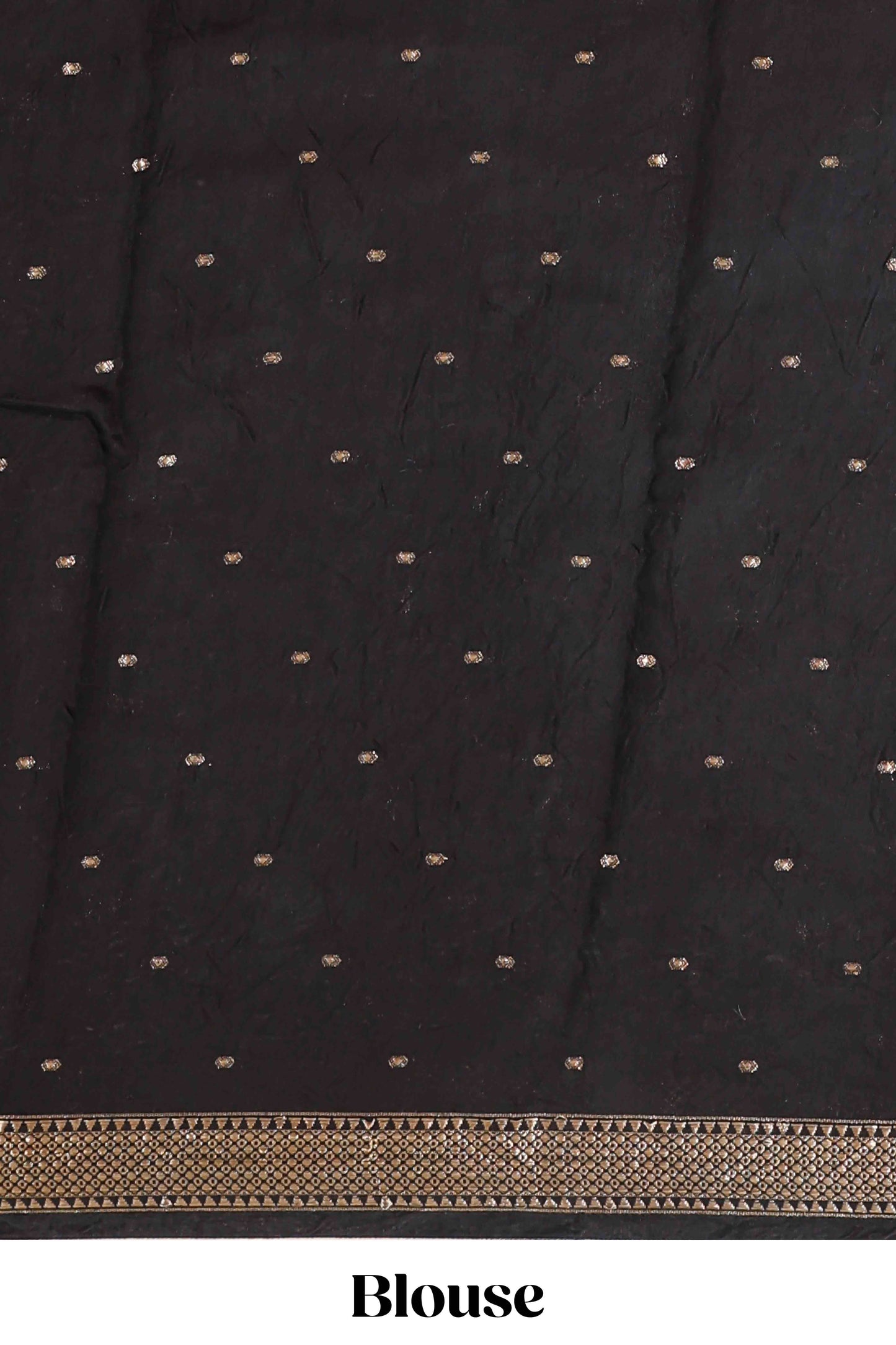 Black assam silk saree with all over ikkat style print, stripe pallu and zari border