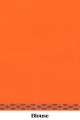 Orange floral embroidery butta bengal cotton saree with contrast border and matching pallu
