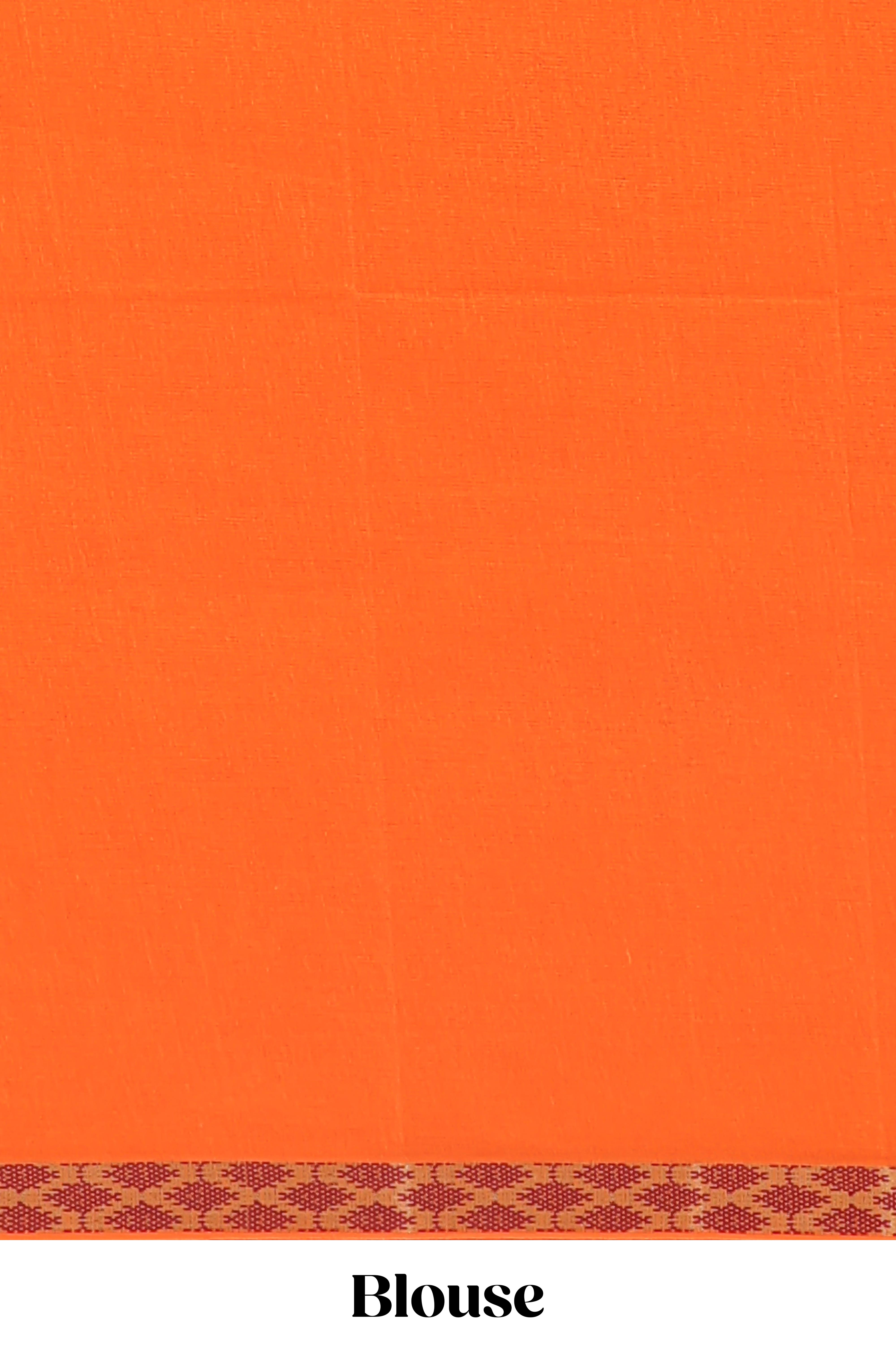 Orange floral embroidery butta bengal cotton saree with contrast border and matching pallu