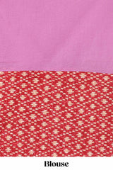 Pink embroidery butta bengal cotton saree with contrast border and matching pallu