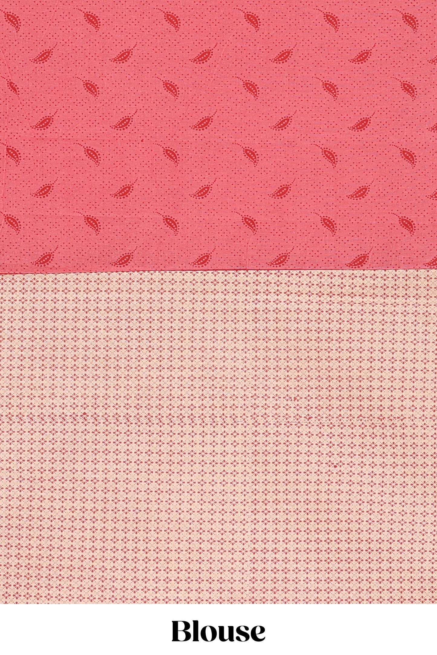 Pink leaf design bengal cotton saree with contrast border and matching pallu