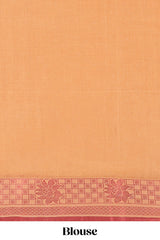 Sandal butta design bengal cotton saree with self border and matching striped pallu
