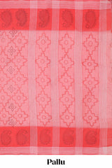 Pink geometric design bengal cotton saree with self border and matching pallu