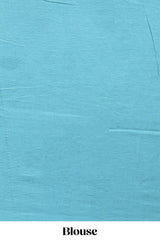 Blue and mauve shibori print mul mul cotton saree with scallop border and matching blouse