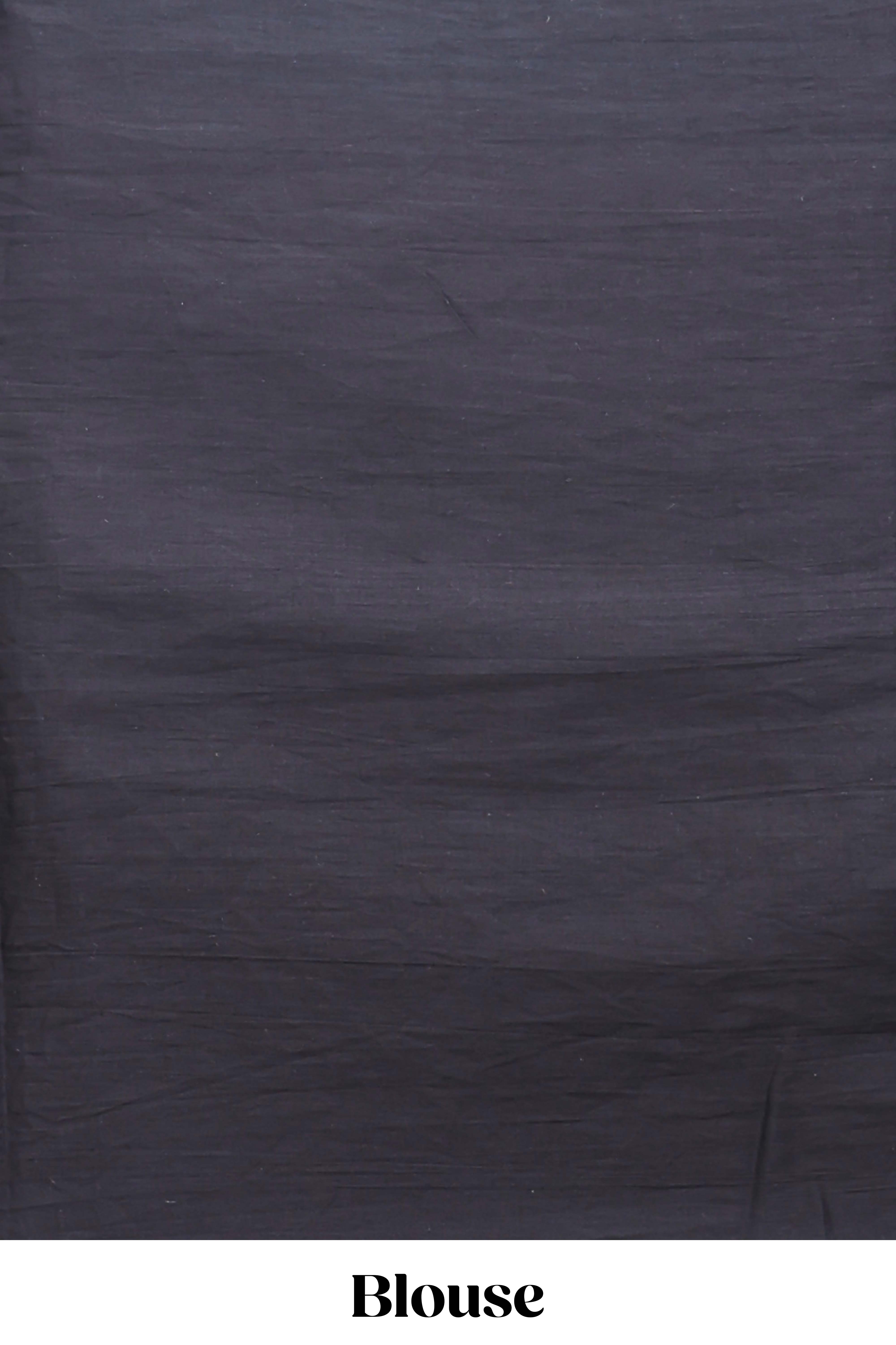Borderless black striped mul mul cotton saree with matching blouse