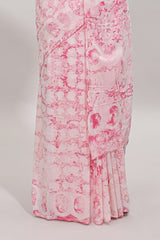 Borderless white shibori print mul mul cotton saree with matching blouse