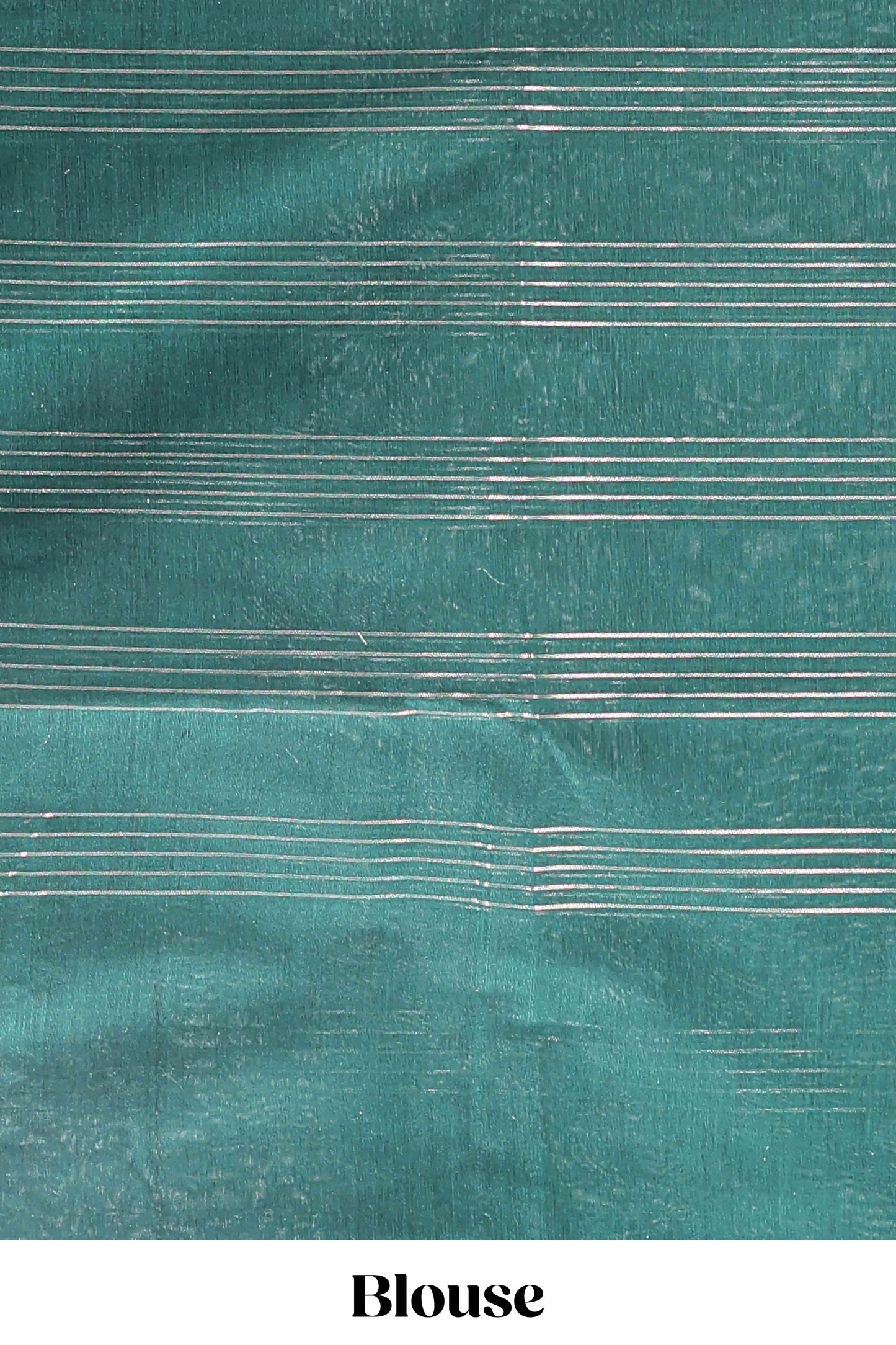 Green checked zari motifs chanderi silk cotton saree with self border and matching striped blouse
