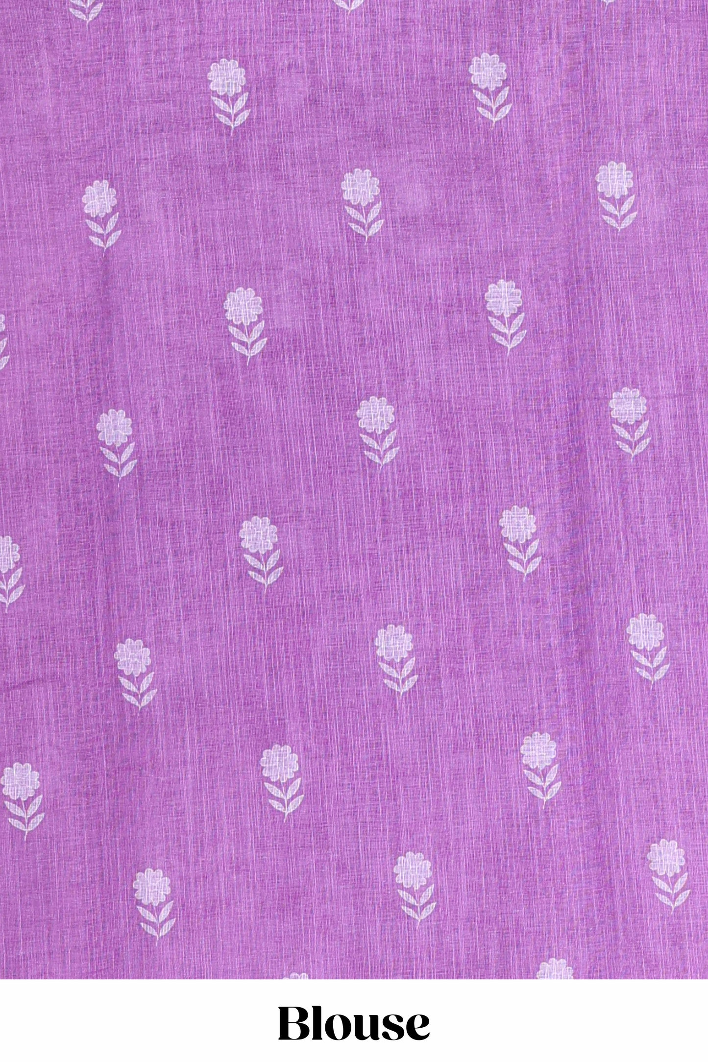 Purple linen cotton saree with floral buttas and butterfly motifs border, Printed self pallu and blouse