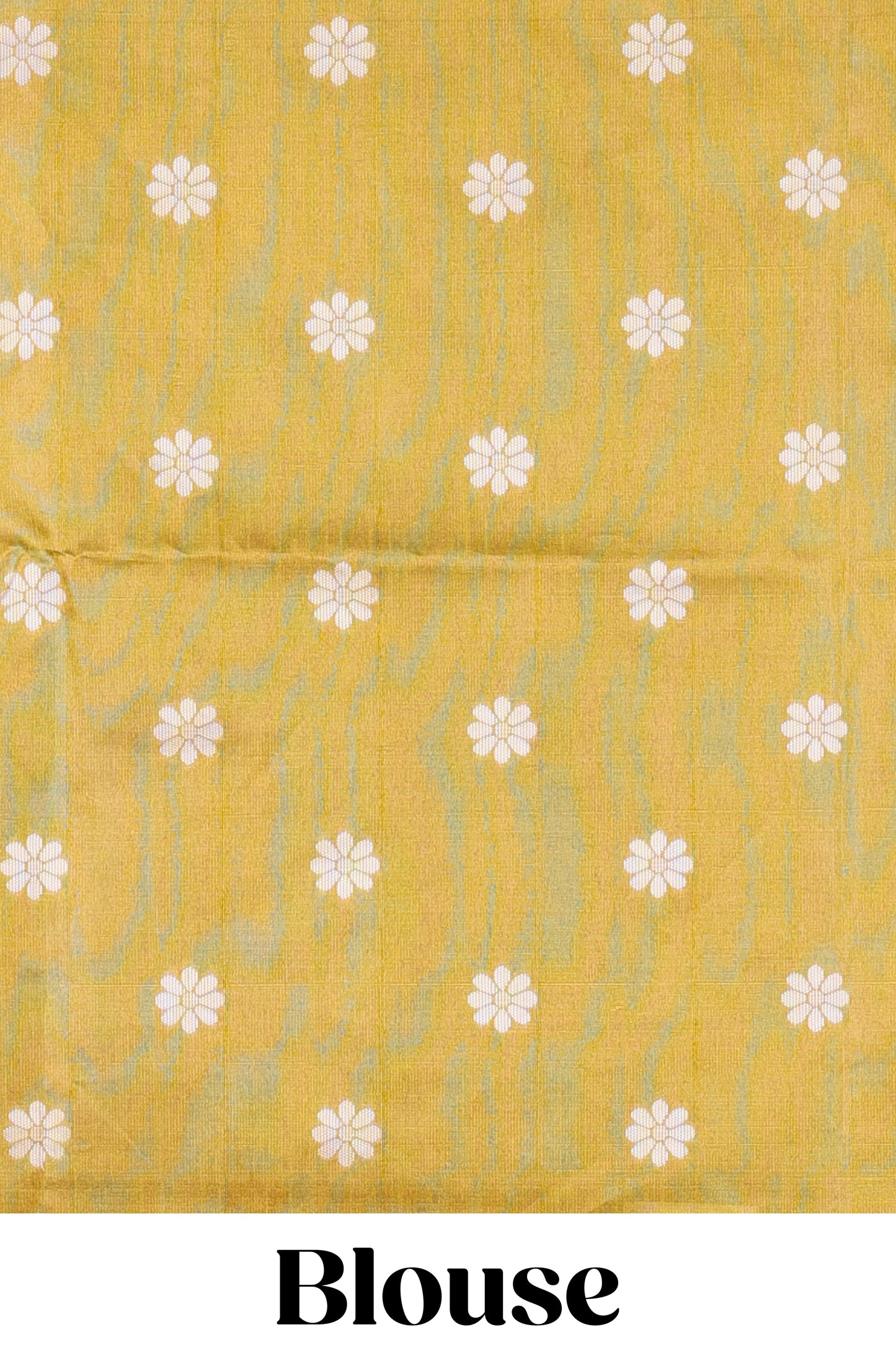 Yellow munga cotton saree with all-over floral thread weaving & motif border